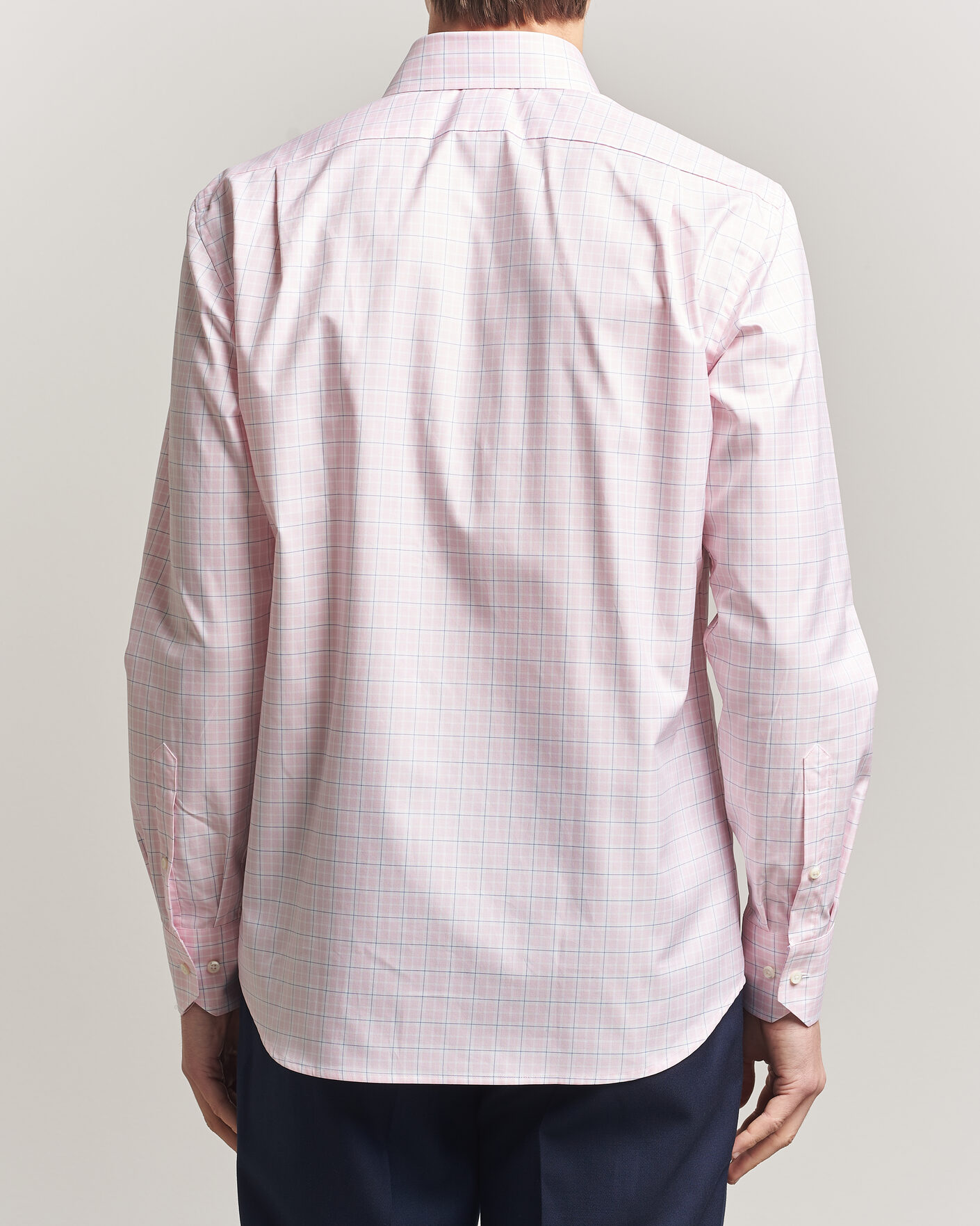 Heren | Overhemden | Stenströms | Regular Fit Over Check Cotton Shirt Pink