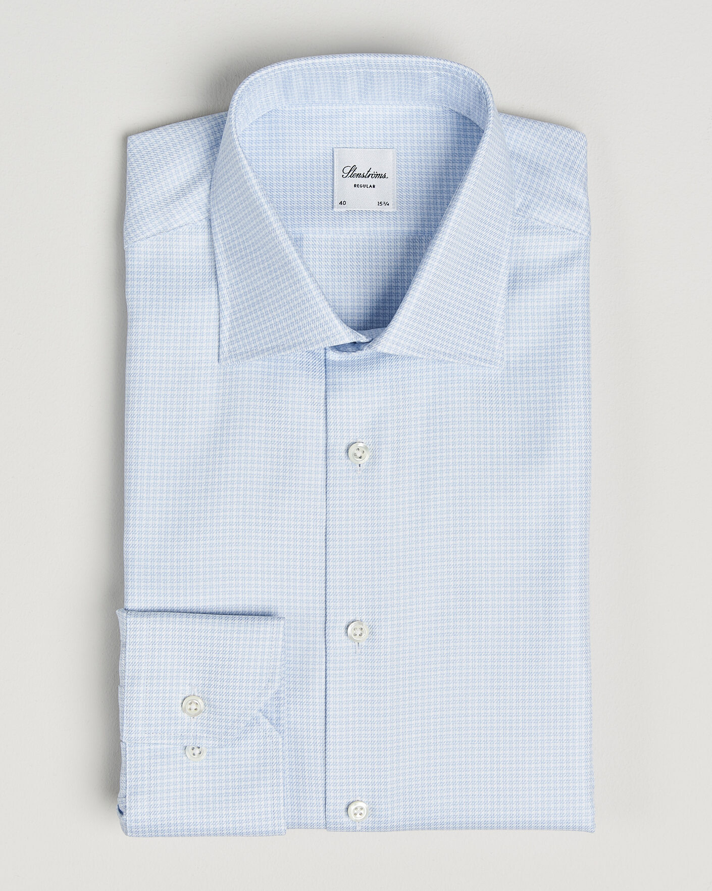 Heren | Overhemden | Stenströms | Regular Fit Micro Structure Shirt Light Blue