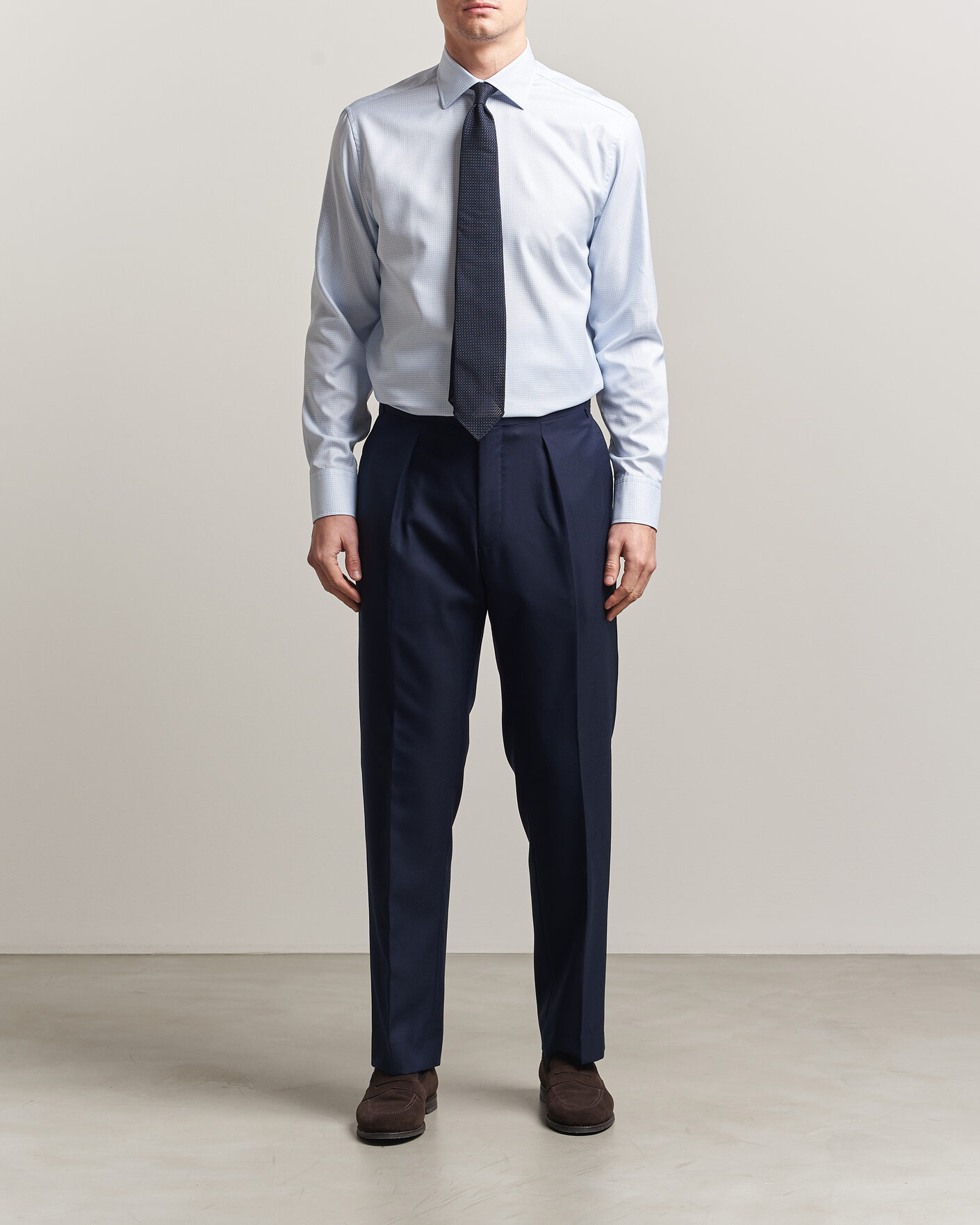 Heren | Overhemden | Stenströms | Regular Fit Micro Structure Shirt Light Blue