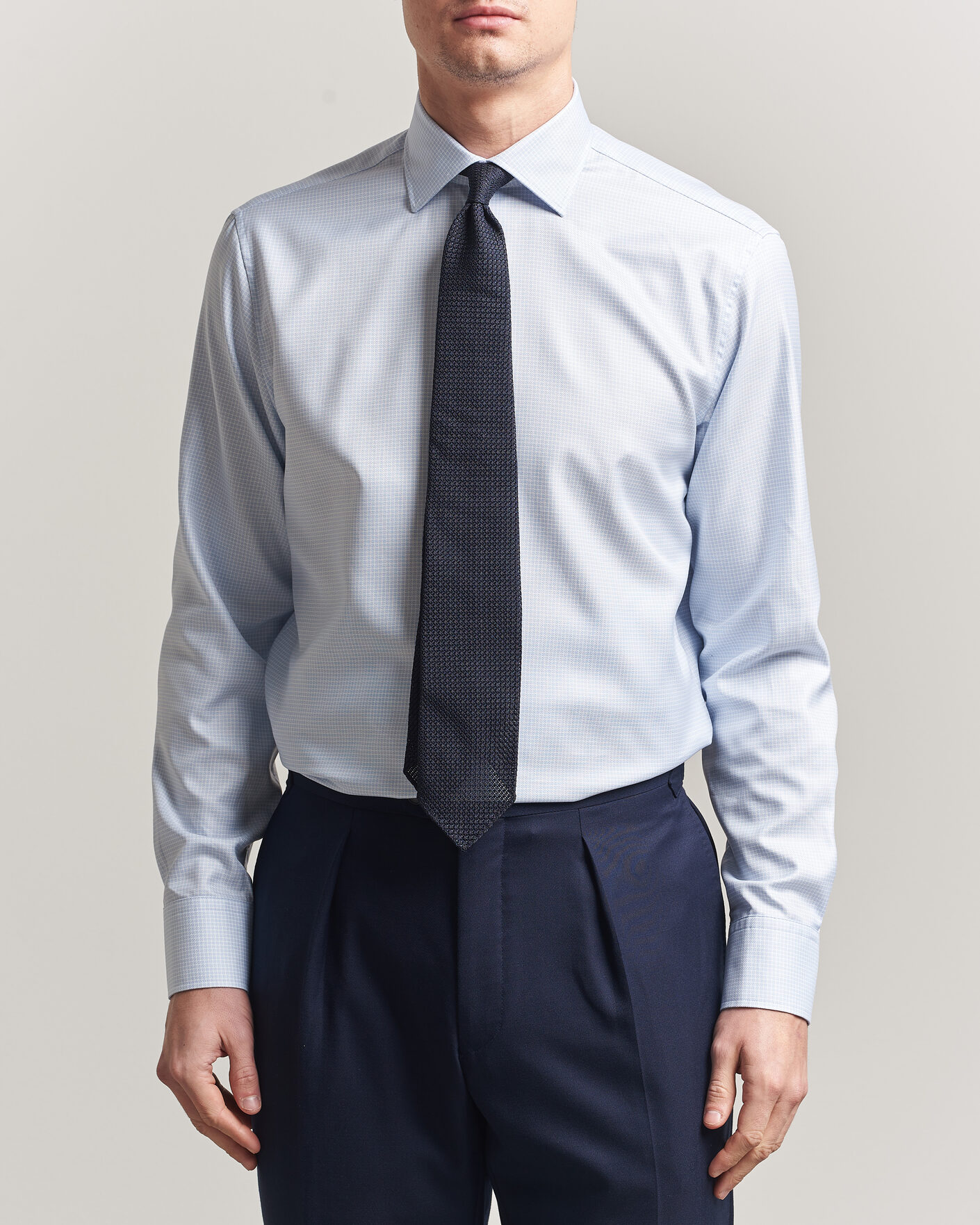 Heren | Overhemden | Stenströms | Regular Fit Micro Structure Shirt Light Blue