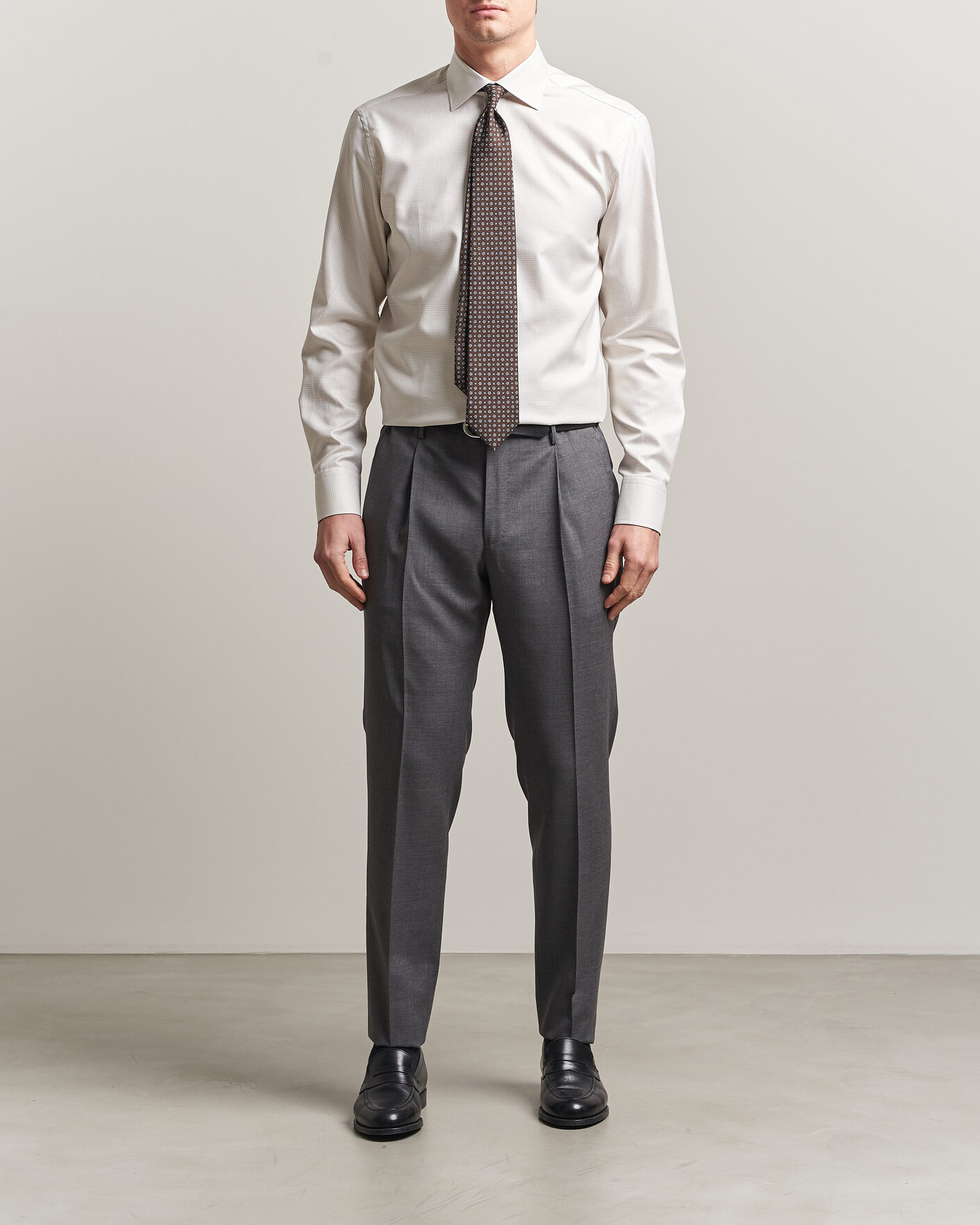 Heren | Overhemden | Stenströms | Regular Fit Micro Structure Shirt Beige