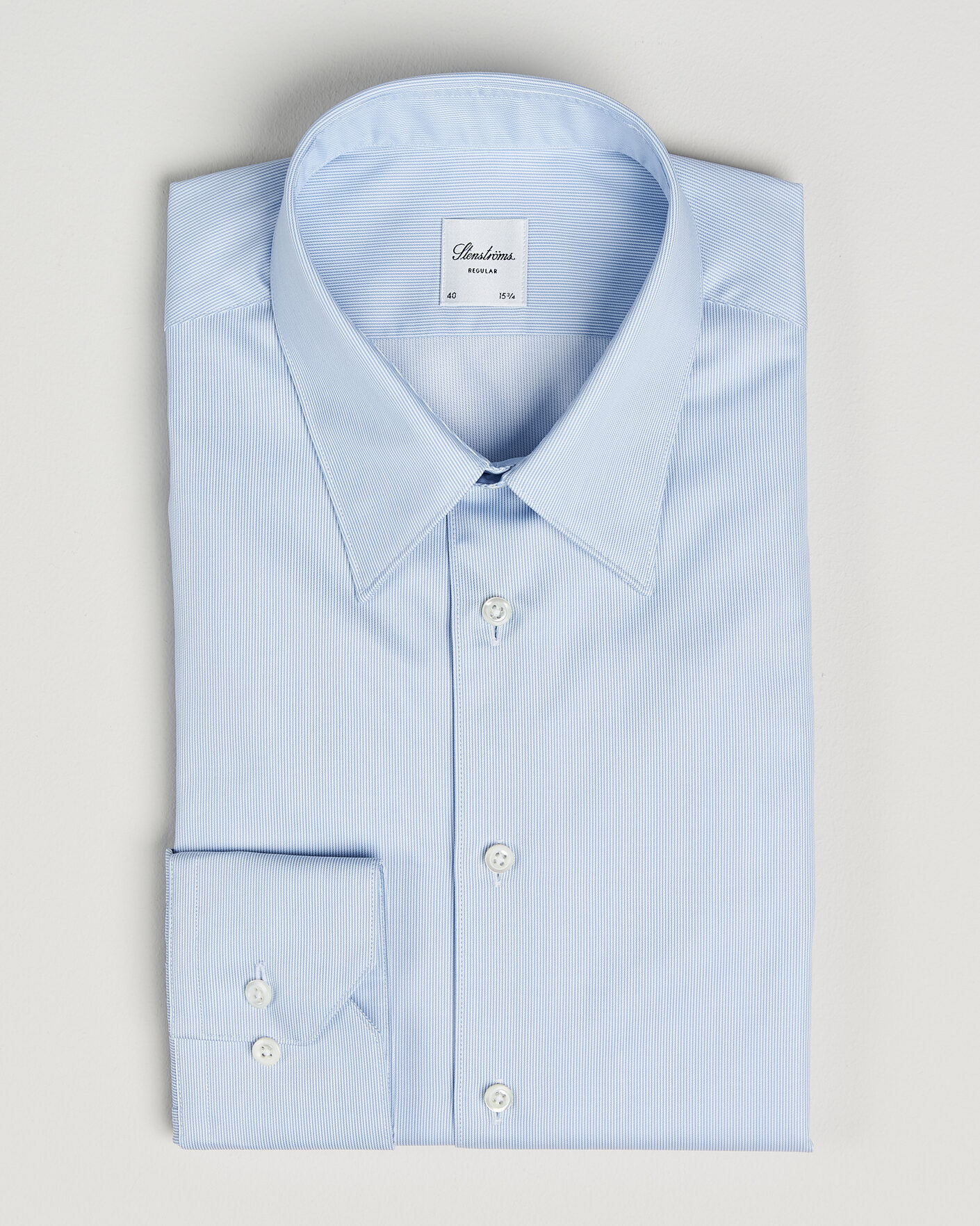 Heren | Overhemden | Stenströms | Regular Fit Thin Stripe Pointed Collar Shirt Blue