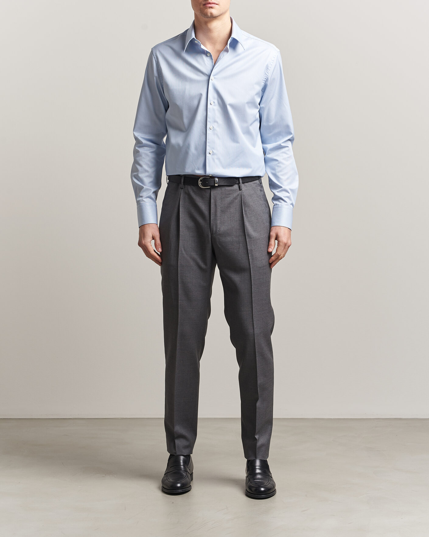 Heren | Overhemden | Stenströms | Regular Fit Thin Stripe Pointed Collar Shirt Blue