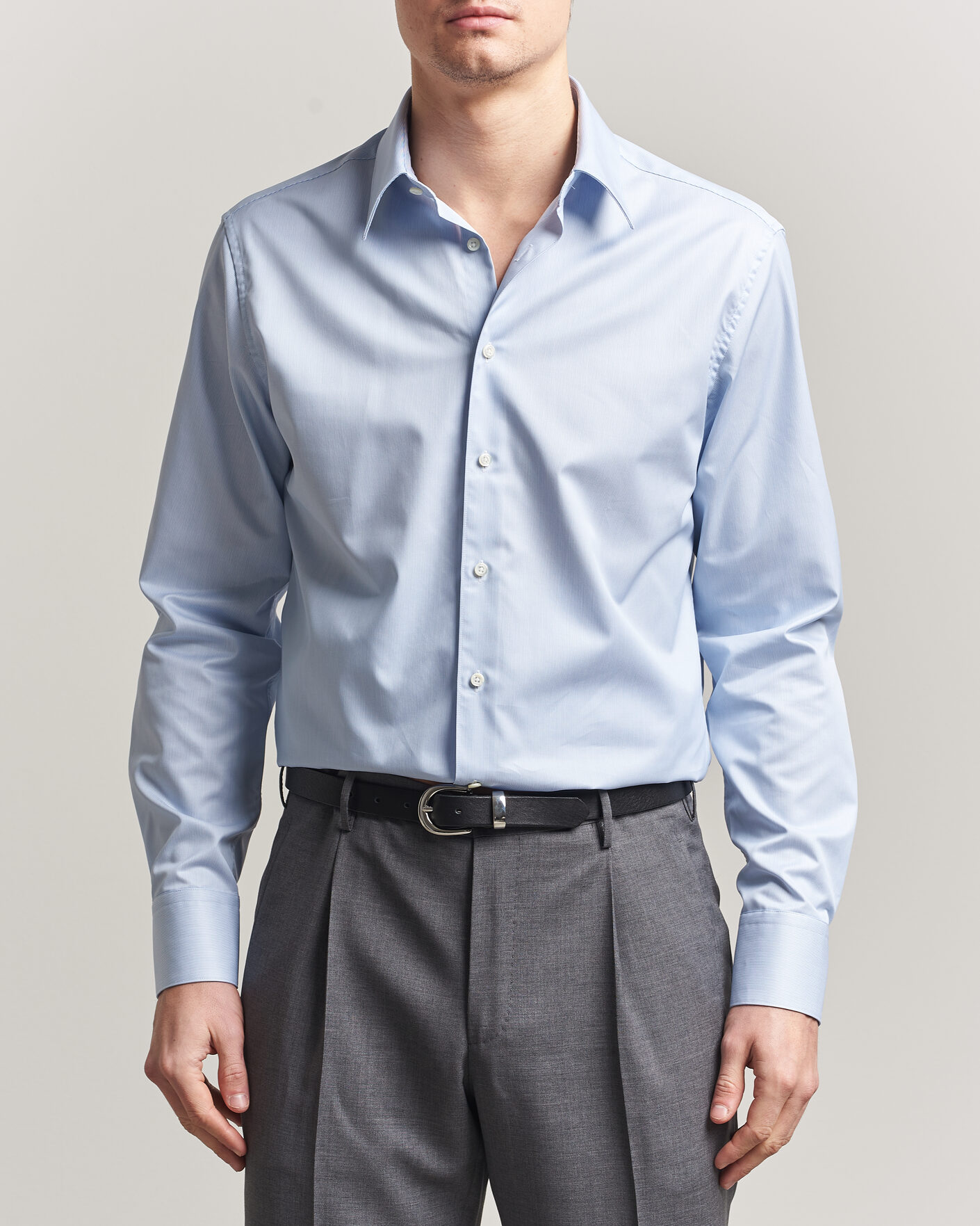 Heren | Overhemden | Stenströms | Regular Fit Thin Stripe Pointed Collar Shirt Blue