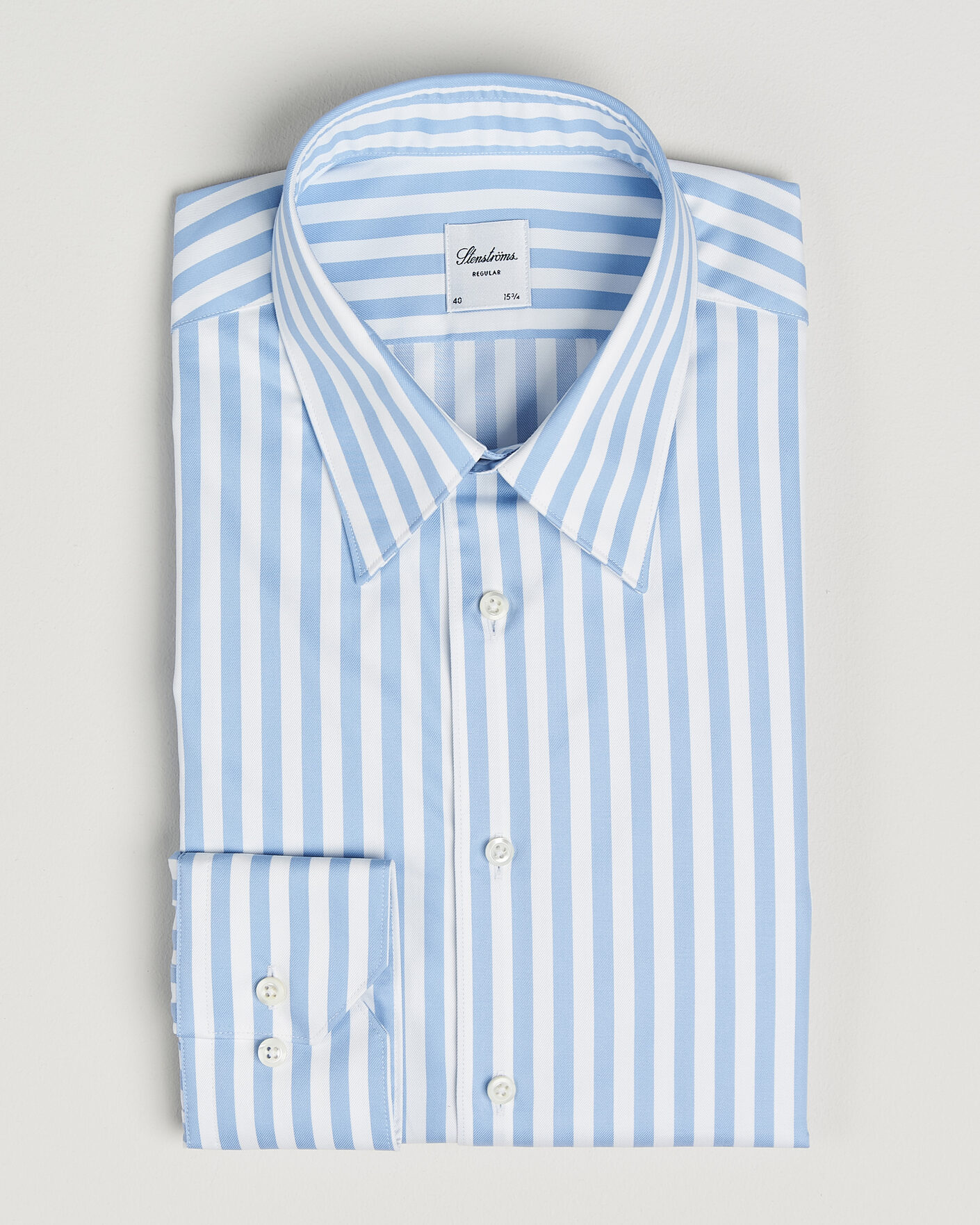 Heren | Overhemden | Stenströms | Regular Fit Striped Pointed Collar Shirt Blue