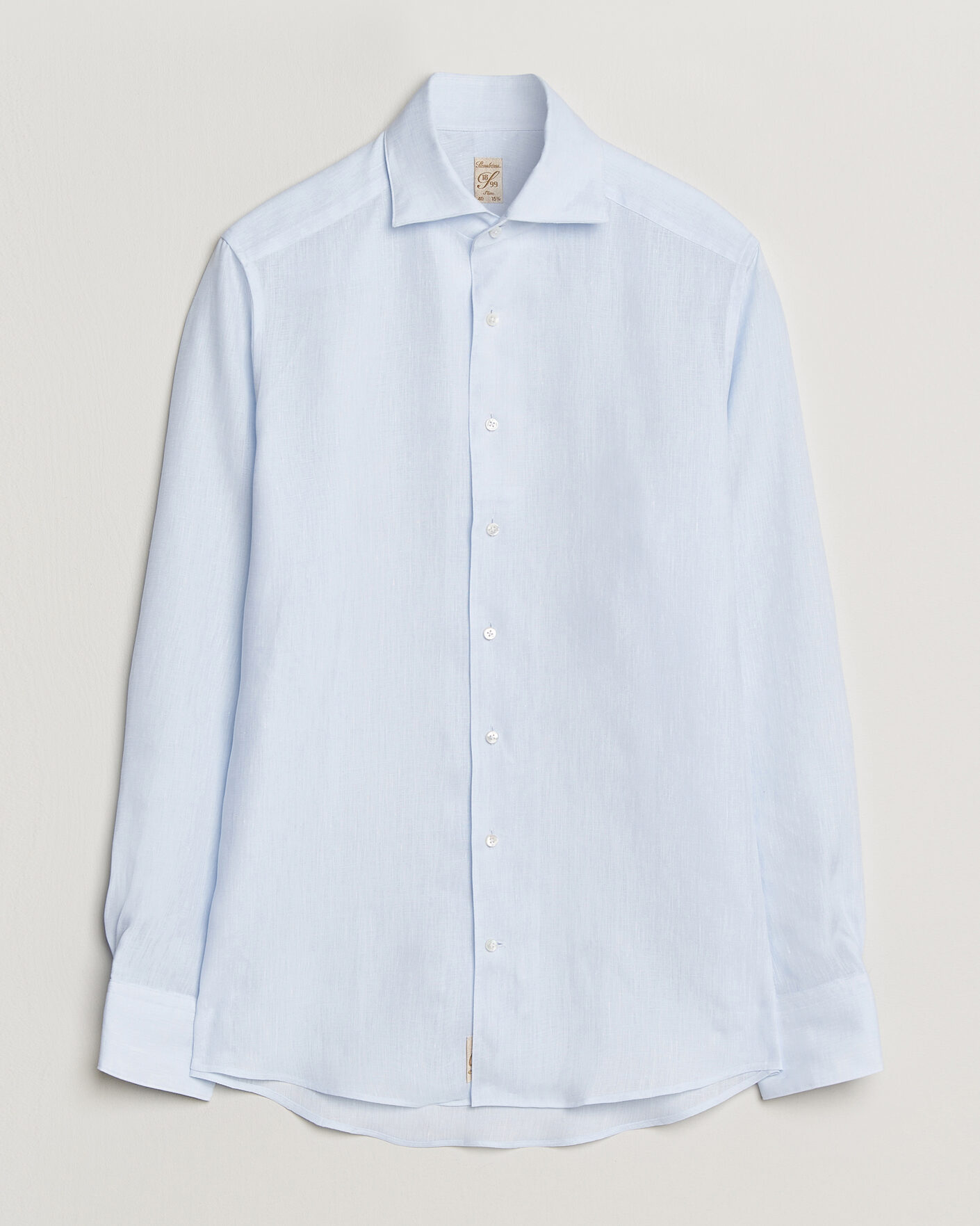 Heren | Overhemden | Stenströms | 1899 Linen One Piece Collar Shirt Light Blue