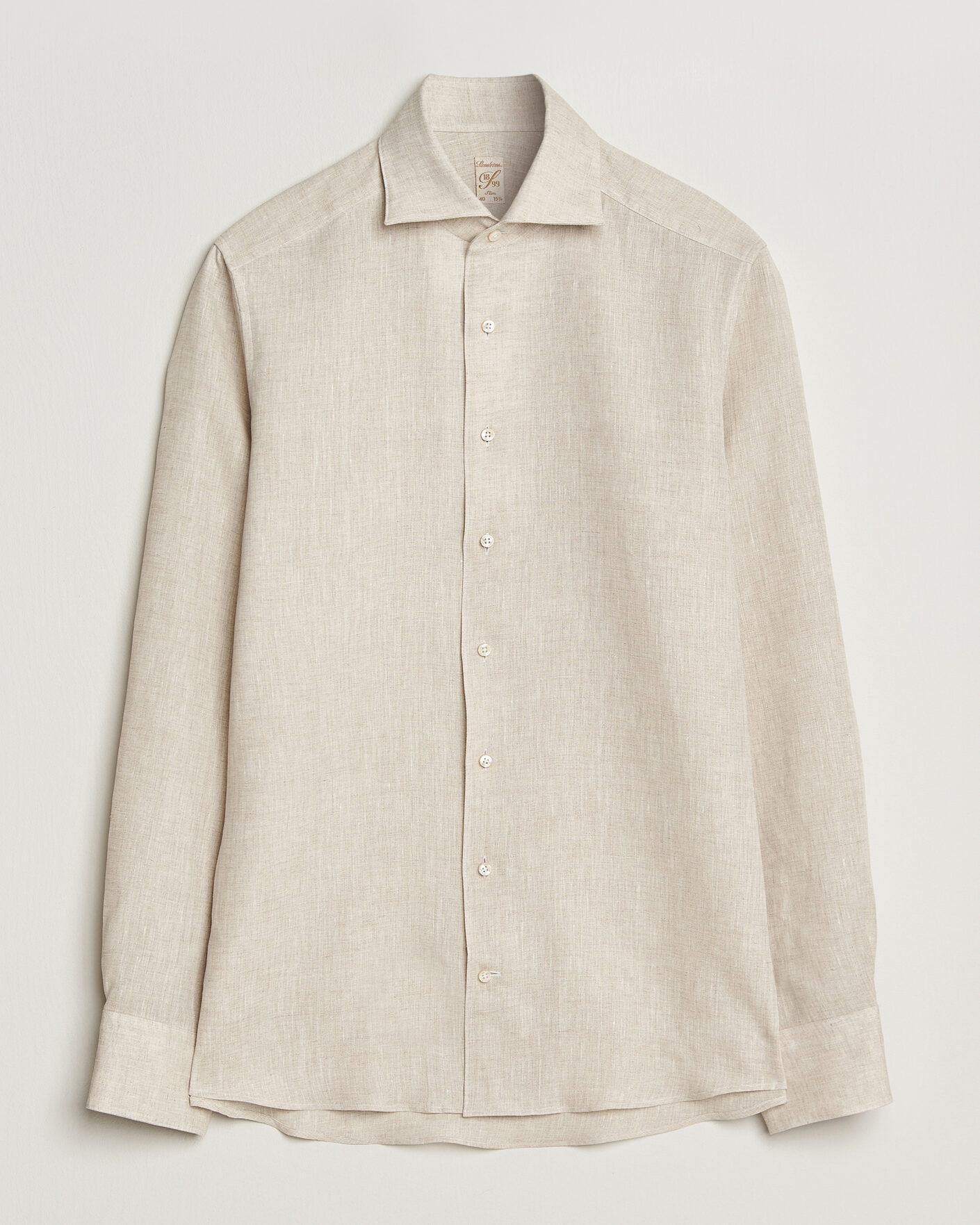 Heren | Overhemden | Stenströms | 1899 Linen One Piece Collar Shirt Beige