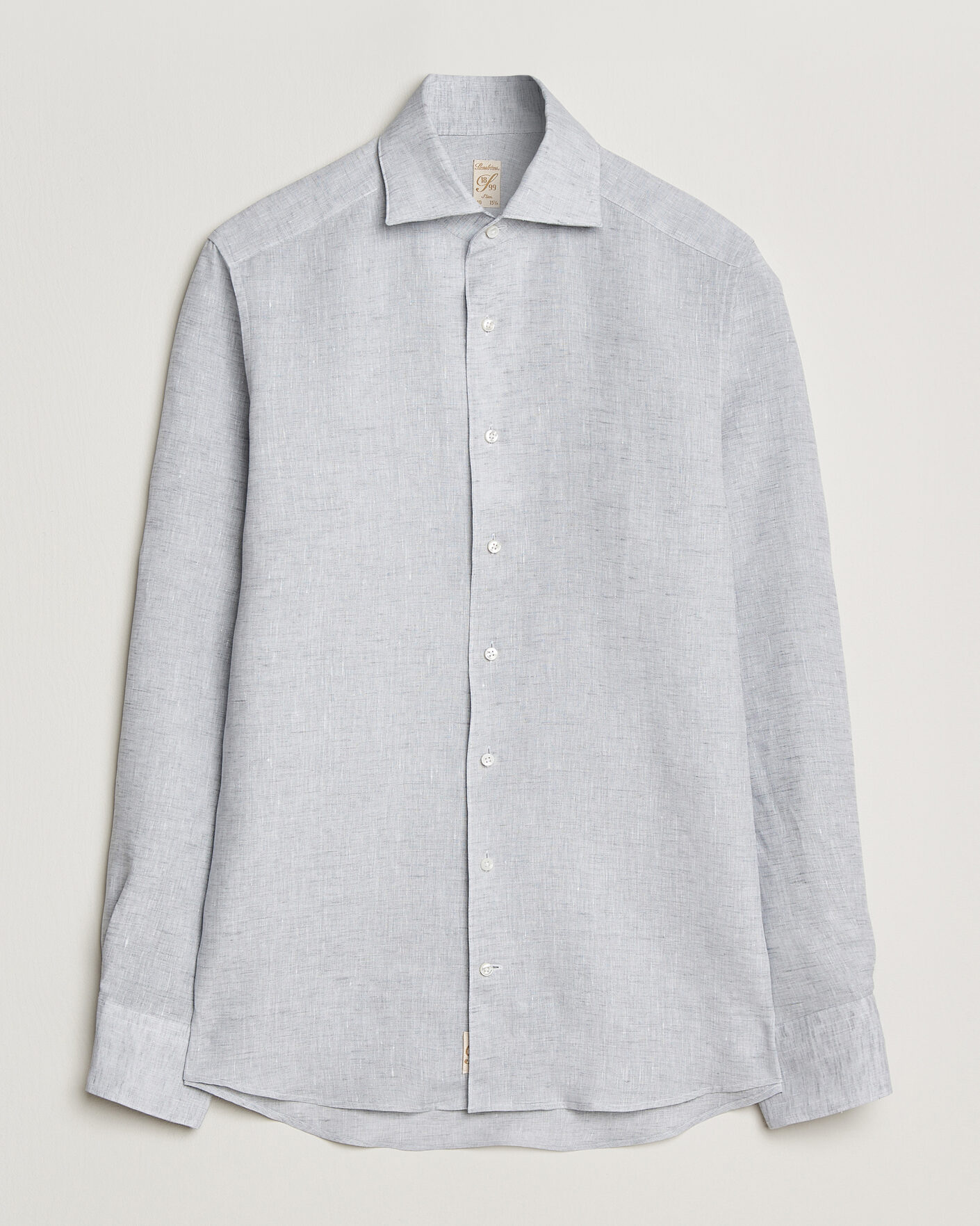 Heren | Overhemden | Stenströms | 1899 Linen One Piece Collar Shirt Grey