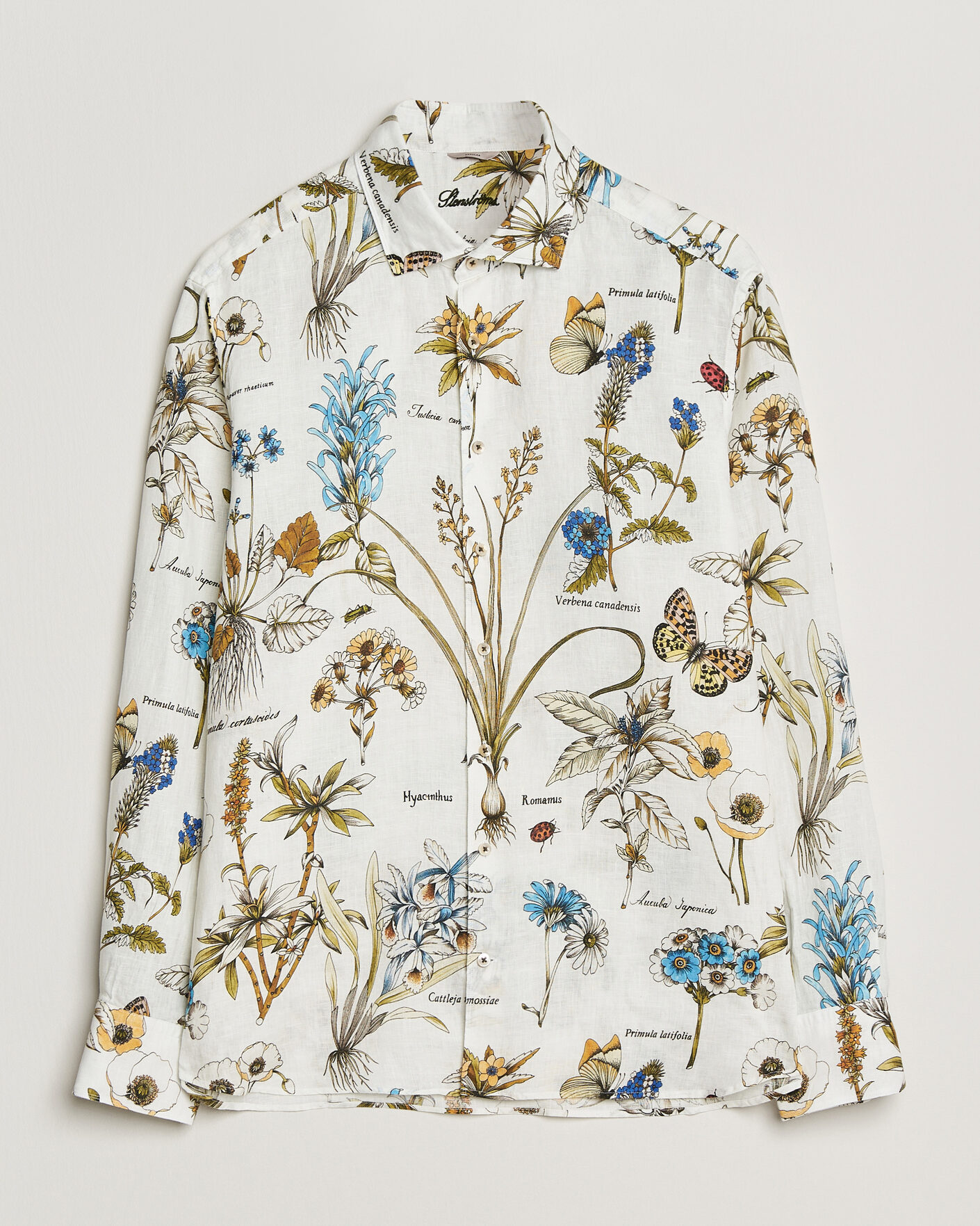 Heren | Overhemden | Stenströms | Reglar Fit Botanical Print Linen Shirt Multi