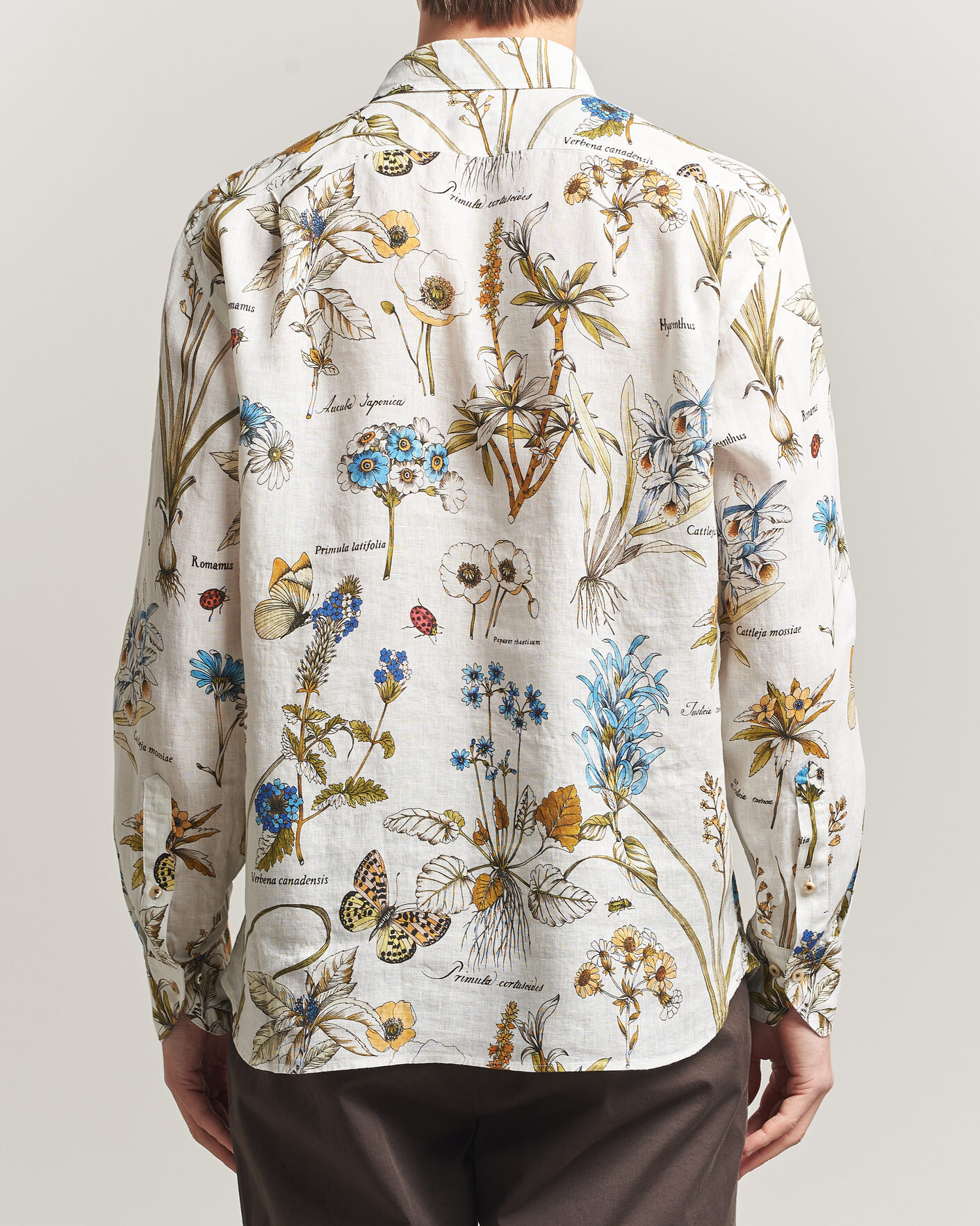 Heren | Overhemden | Stenströms | Reglar Fit Botanical Print Linen Shirt Multi