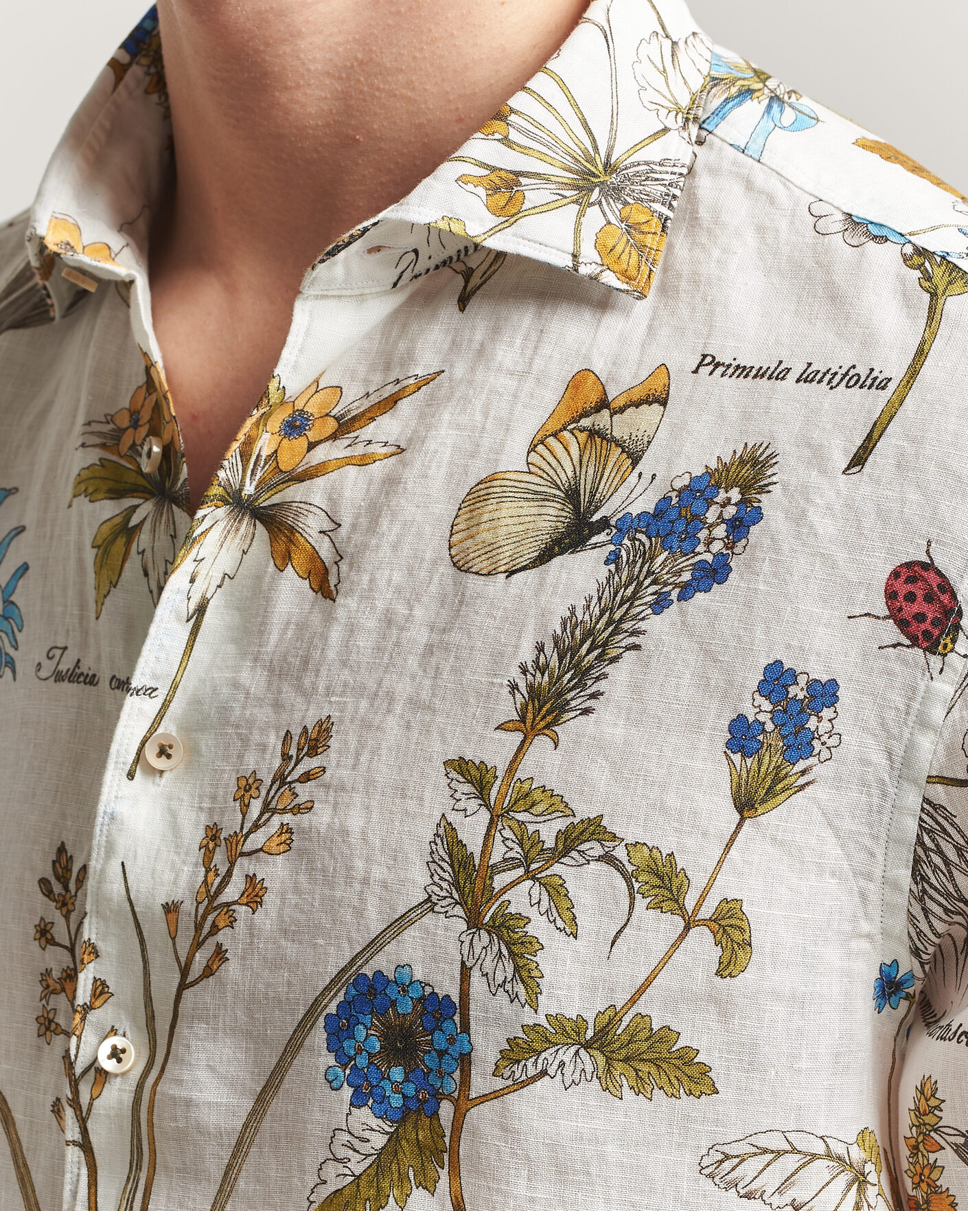 Heren | Overhemden | Stenströms | Reglar Fit Botanical Print Linen Shirt Multi