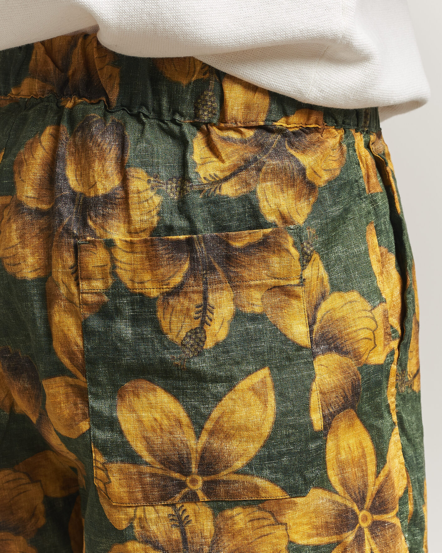 Heren | Korte broek | Stenströms | Flower Printed Linen Shorts Green