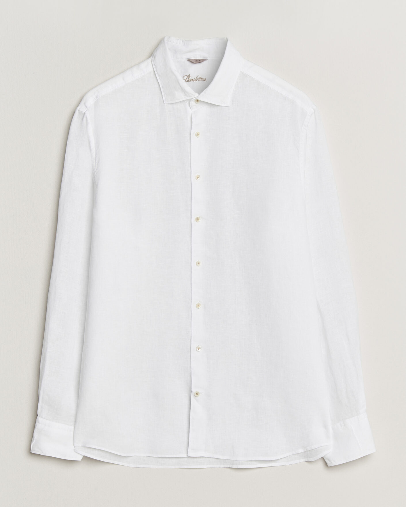 Heren | Overhemden | Stenströms | Regular Fit Cut Away Linen Shirt White