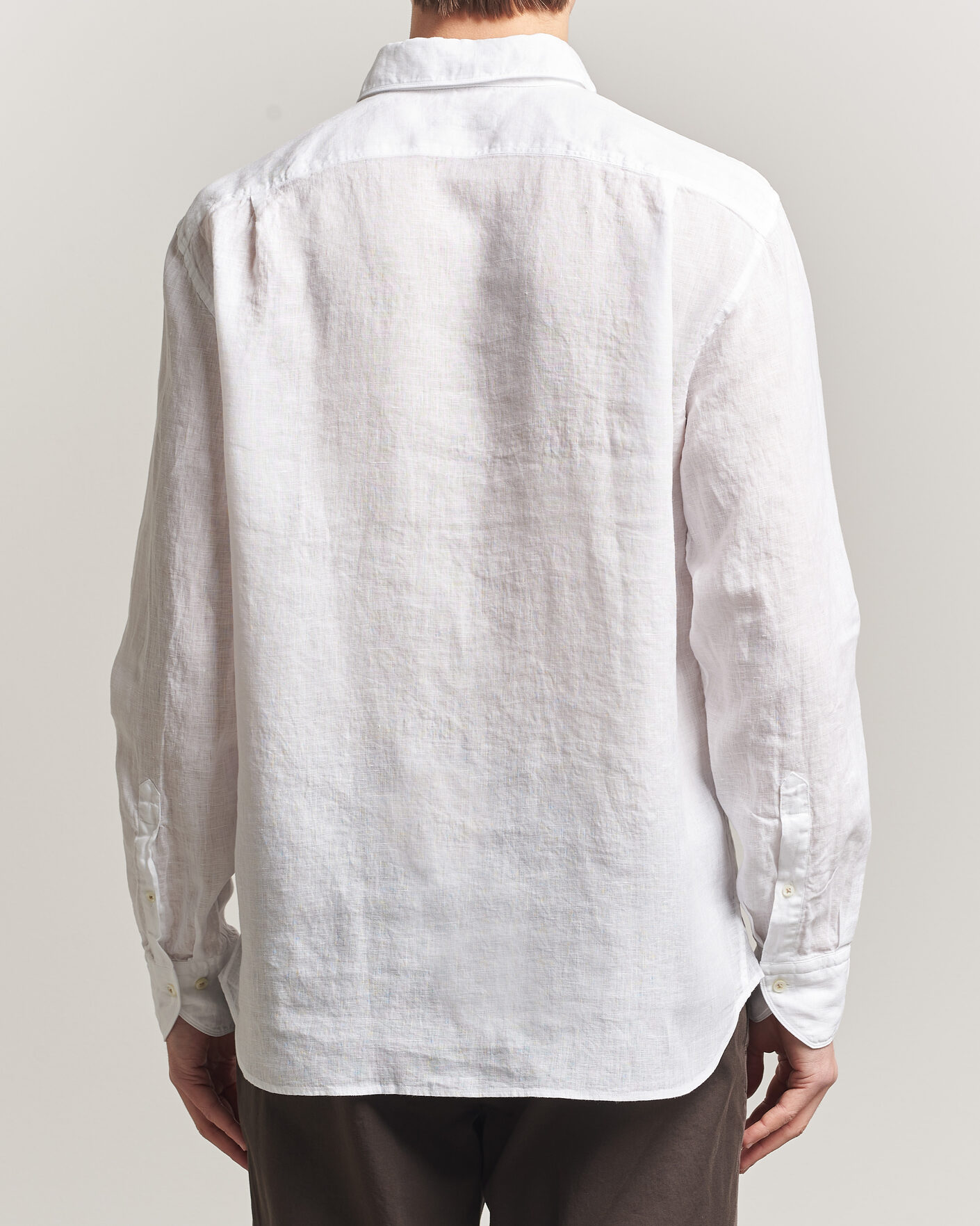Heren | Overhemden | Stenströms | Regular Fit Cut Away Linen Shirt White