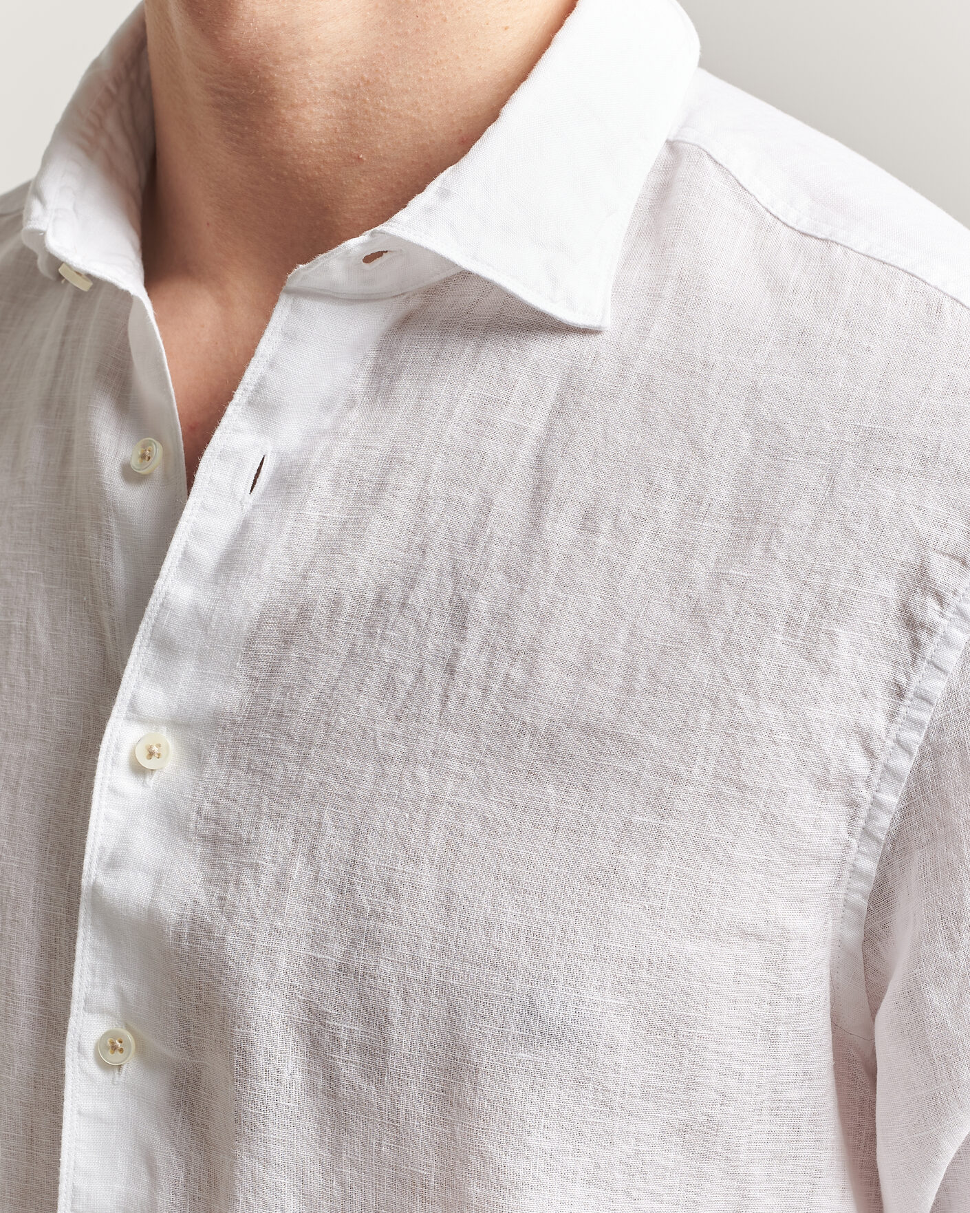 Heren | Overhemden | Stenströms | Regular Fit Cut Away Linen Shirt White