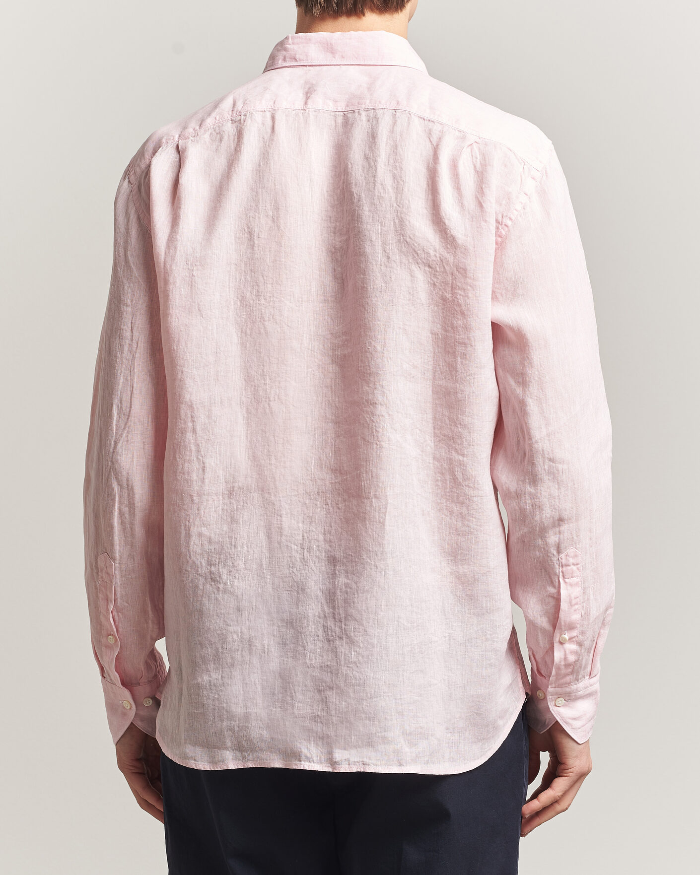 Heren | Overhemden | Stenströms | Regular Fit Cut Away Linen Shirt Soft Pink