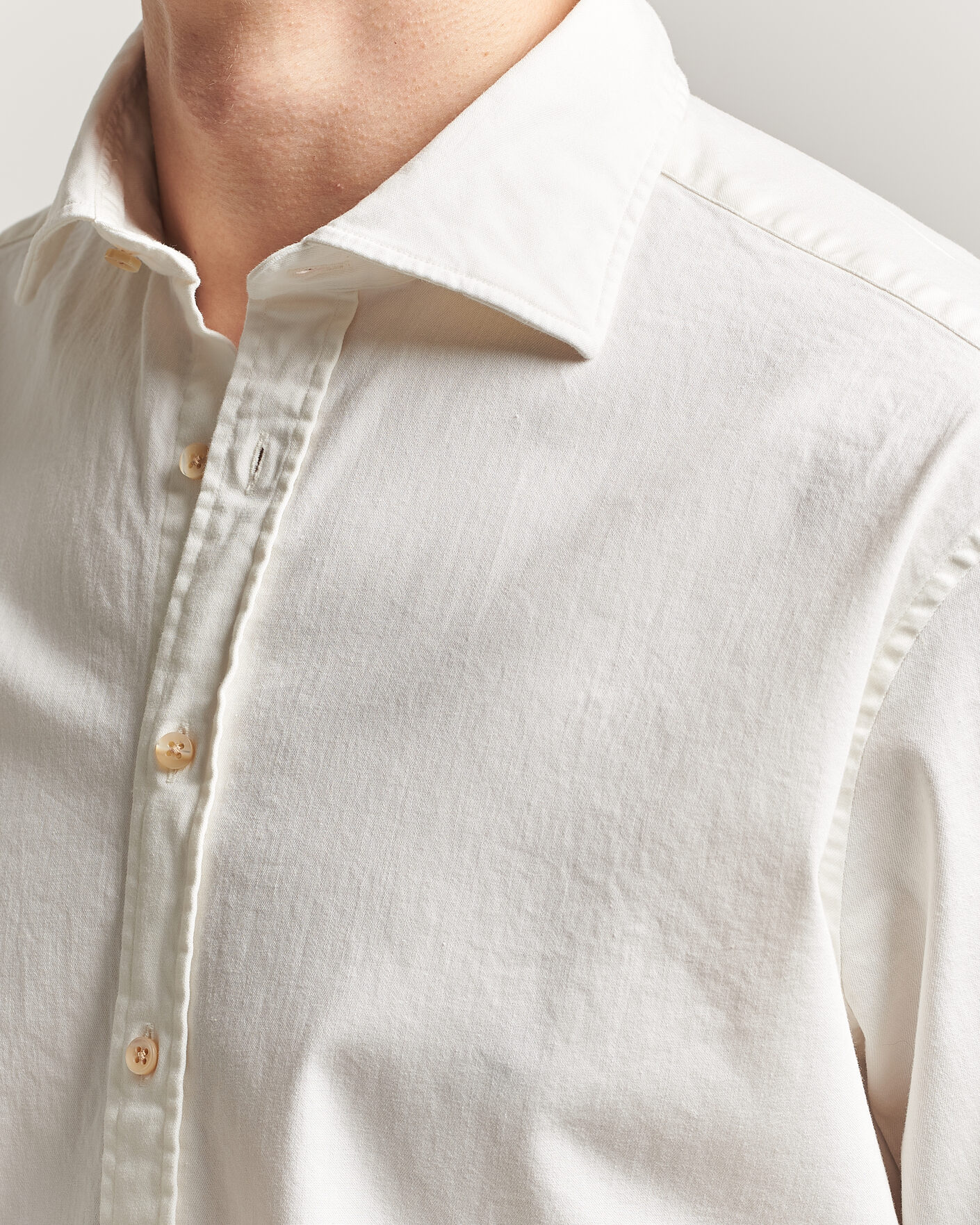 Heren | Overhemden | Stenströms | Regular Fit Garment Washed Denim Shirt White
