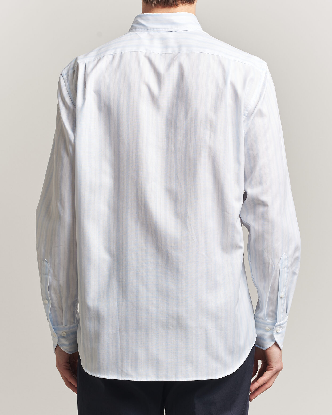 Heren | Overhemden | Stenströms | Regular Fit Striped Oxford Shirt Light Blue