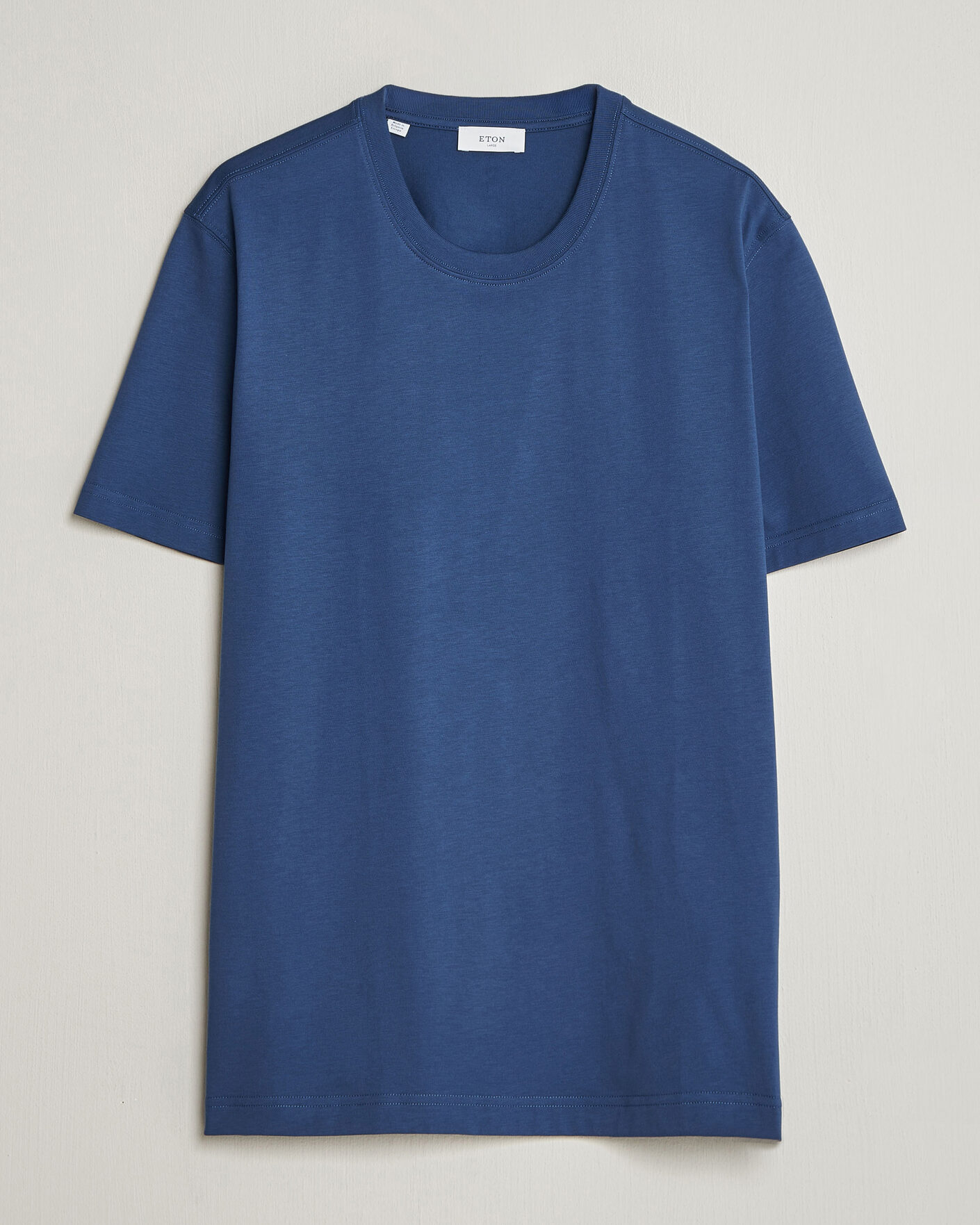 Heren | T-shirts | Eton | Supima Cotton Crew Neck T-Shirt Mid Blue