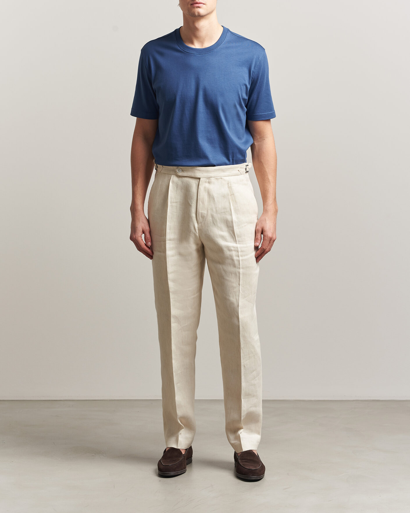 Heren | T-shirts | Eton | Supima Cotton Crew Neck T-Shirt Mid Blue