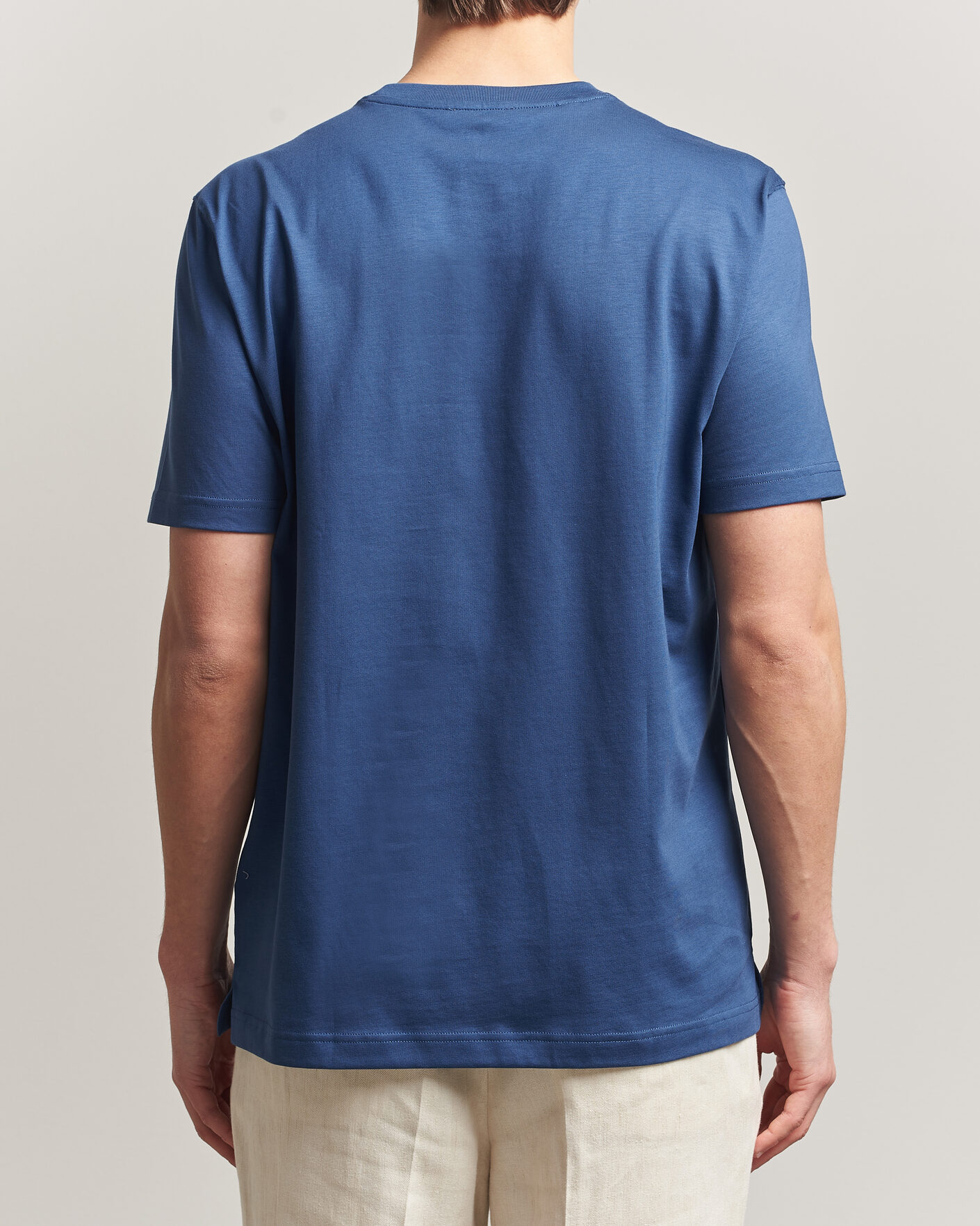 Heren | T-shirts | Eton | Supima Cotton Crew Neck T-Shirt Mid Blue