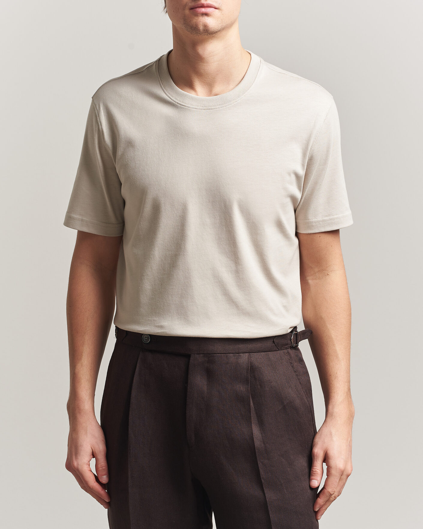 Heren | T-shirts | Eton | Supima Cotton Crew Neck T-Shirt Beige