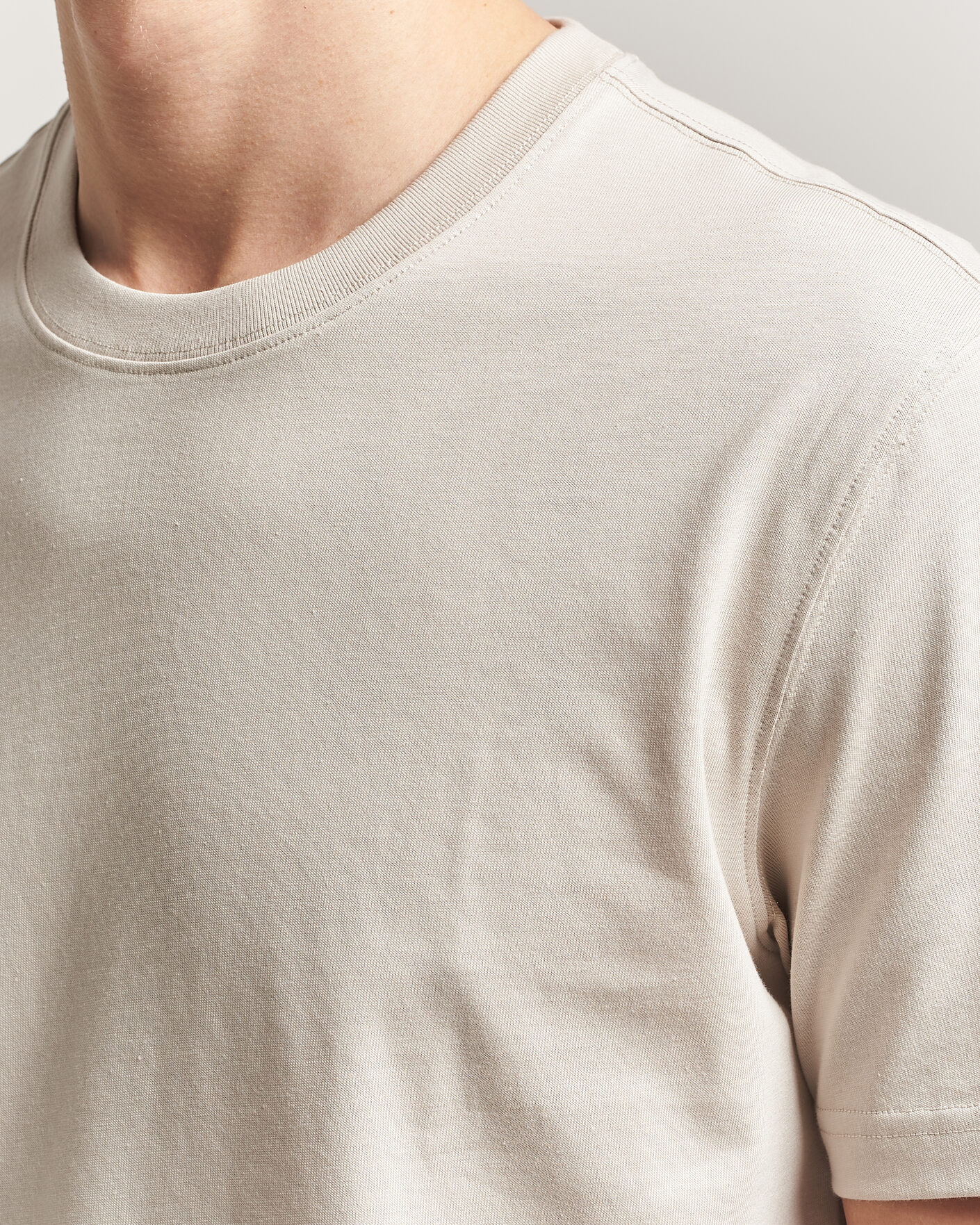 Heren | T-shirts | Eton | Supima Cotton Crew Neck T-Shirt Beige