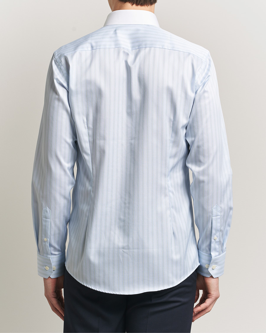 Heren | Overhemden | Eton | Slim Fit Signature Twill Striped Shirt Light Blue