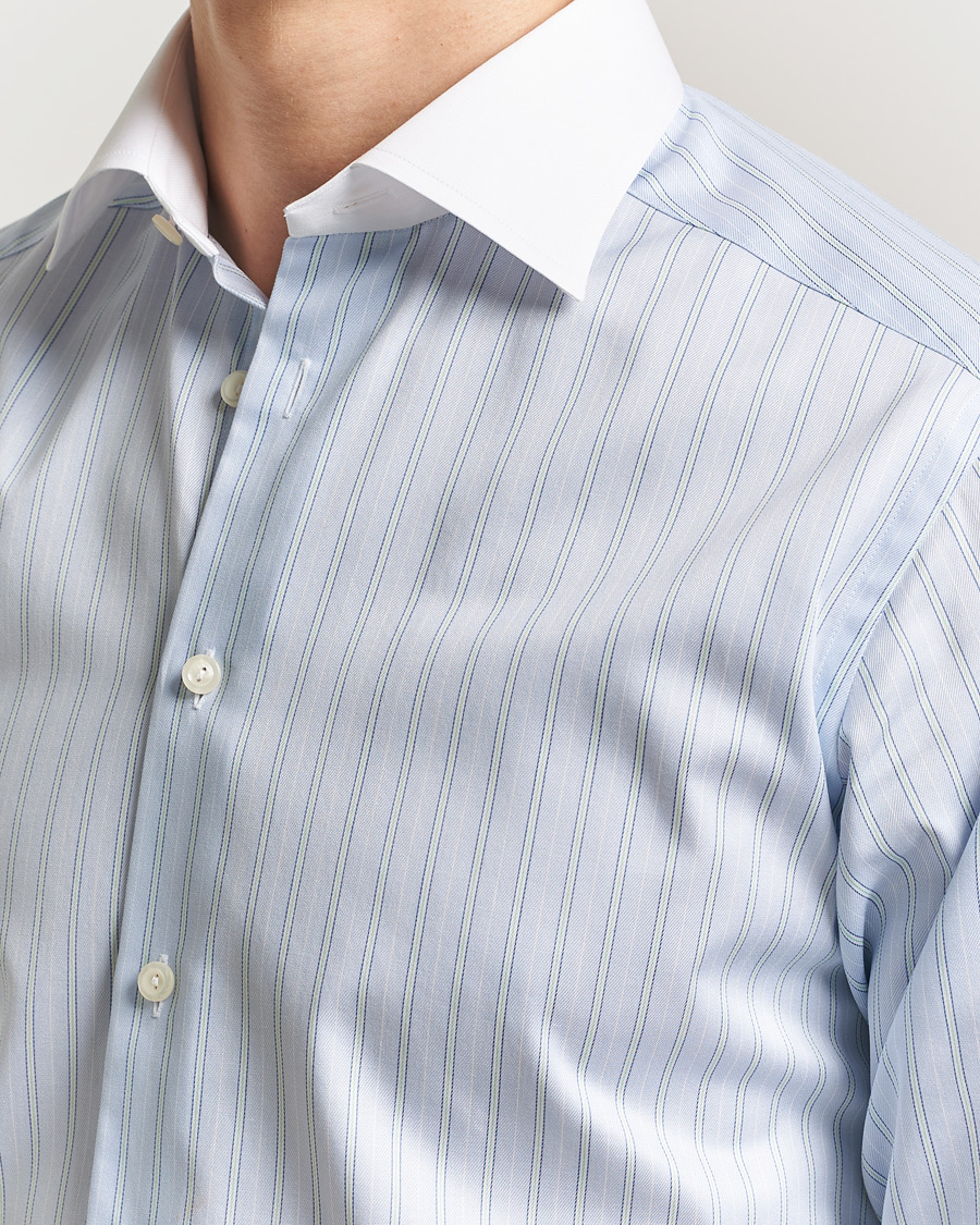 Heren | Overhemden | Eton | Slim Fit Signature Twill Striped Shirt Light Blue