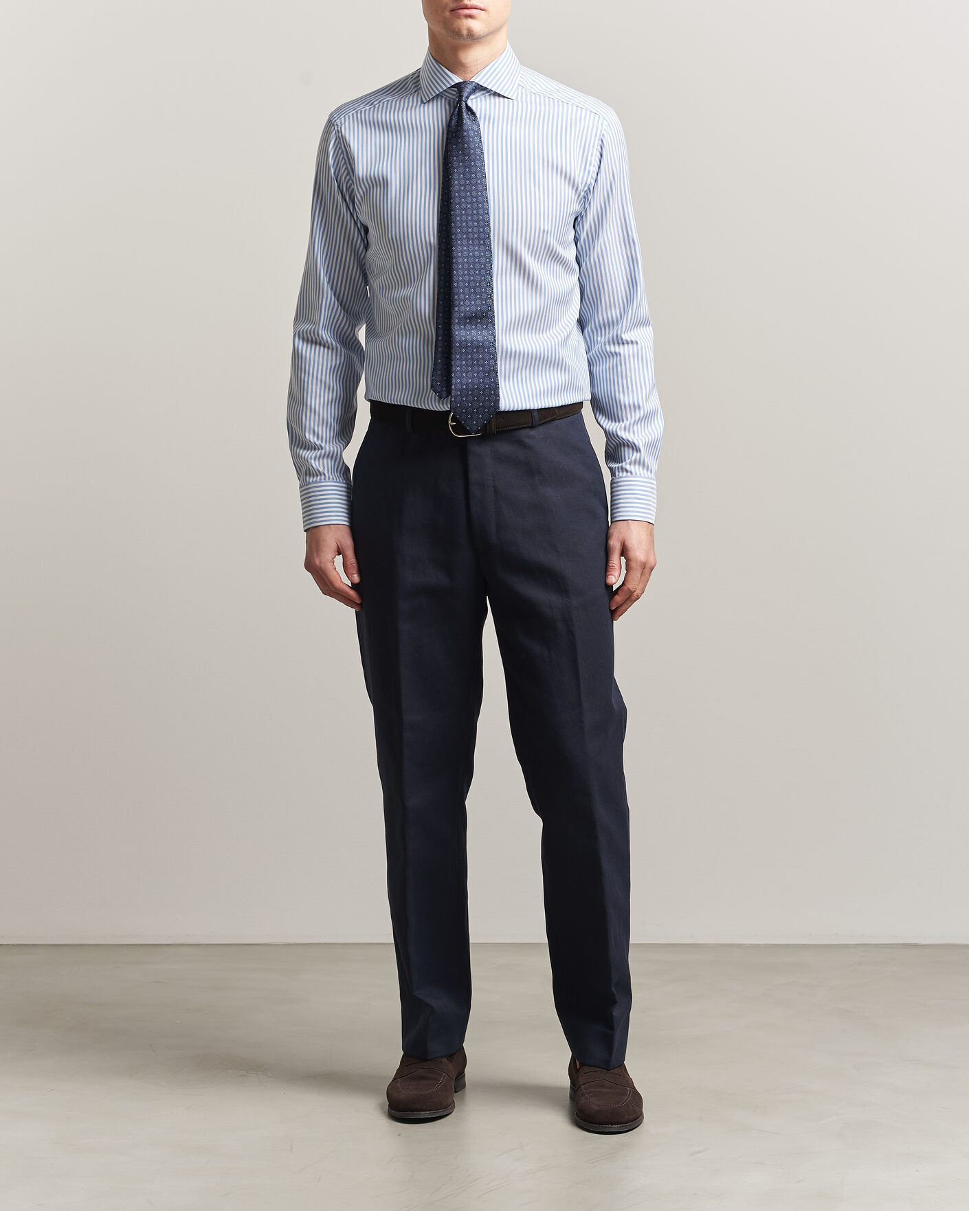 Heren | Overhemden | Eton | Slim Fit Signature Oxford Striped Shirt Light Blue