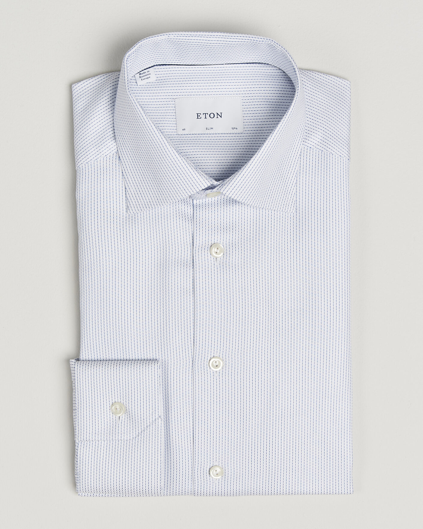 Heren | Overhemden | Eton | Slim Fit Signature Twill Structured Shirt Light Blue