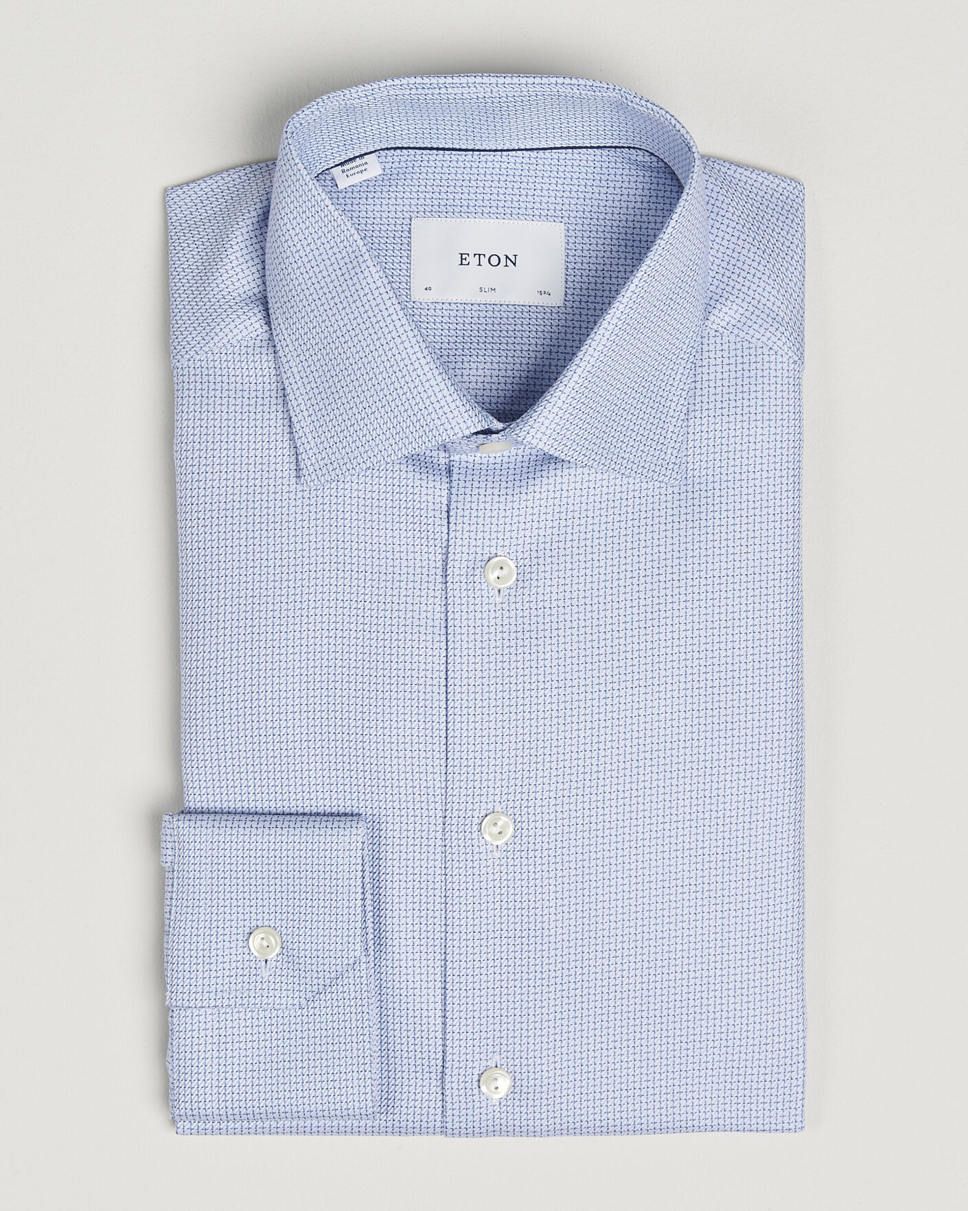 Heren | Overhemden | Eton | Slim Fit Signature Twill Structured Shirt Mid Blue