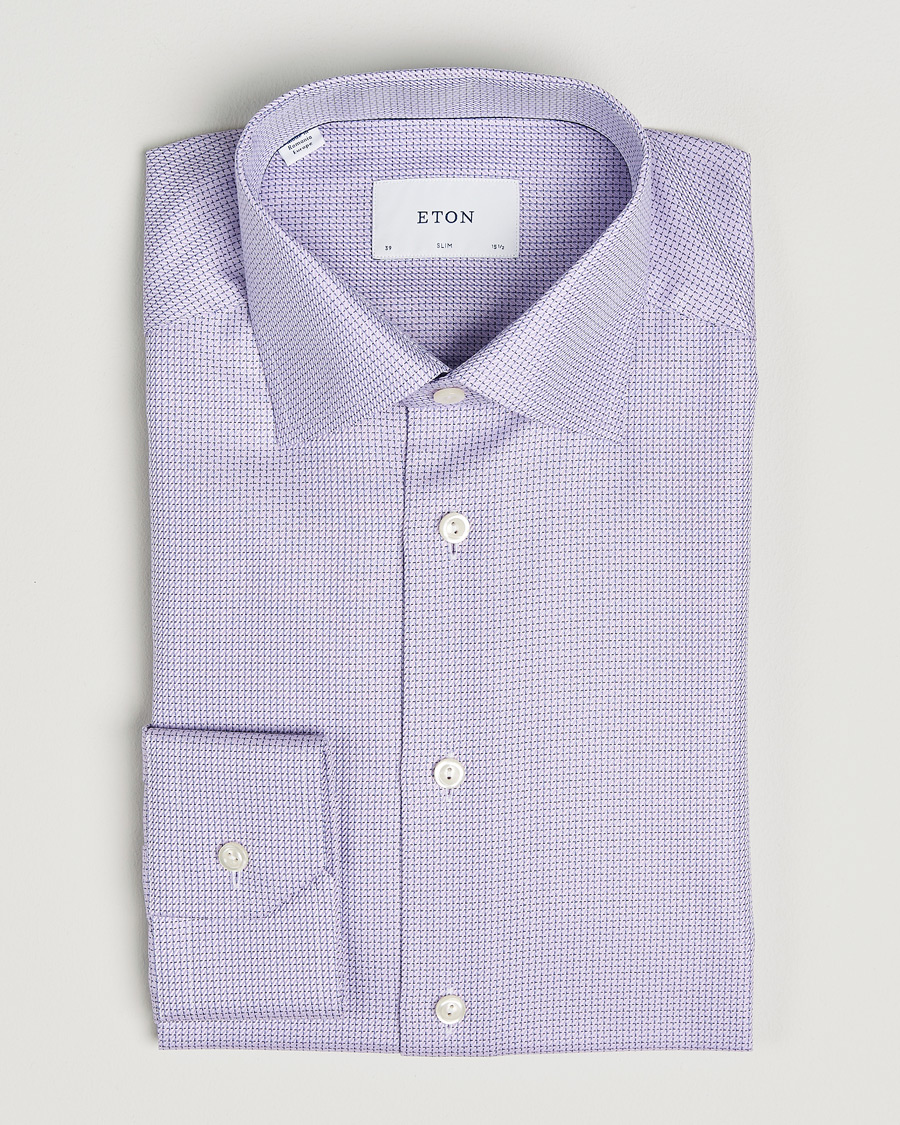 Heren | Overhemden | Eton | Slim Fit Signature Twill Structured Shirt Light Purple