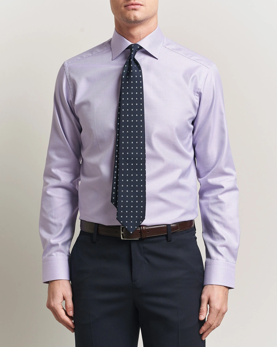 Heren | Overhemden | Eton | Slim Fit Signature Twill Structured Shirt Light Purple