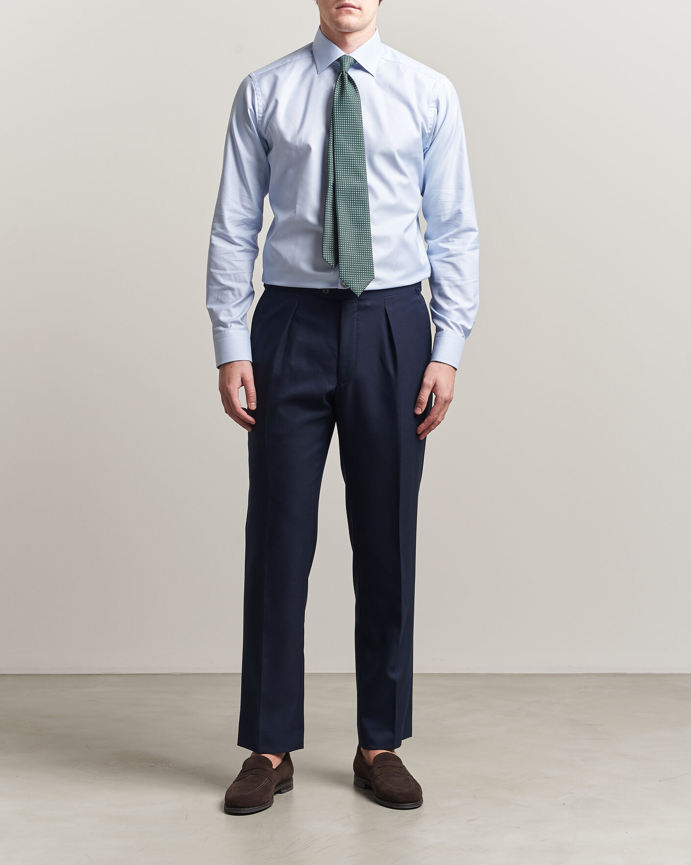 Heren | Overhemden | Eton | Slim Fit Signature Twill Houndstooth Shirt Light Blue