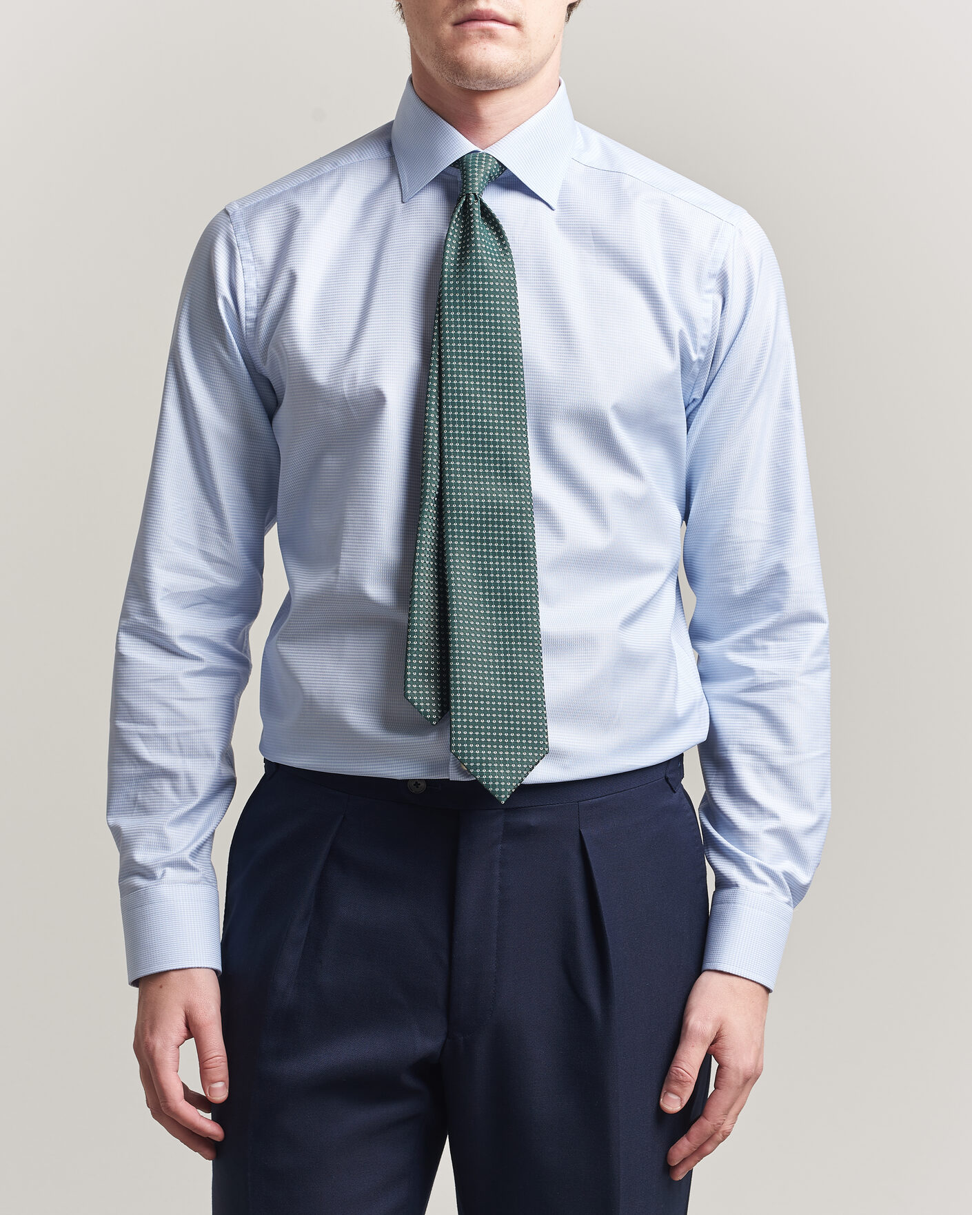 Heren | Overhemden | Eton | Slim Fit Signature Twill Houndstooth Shirt Light Blue