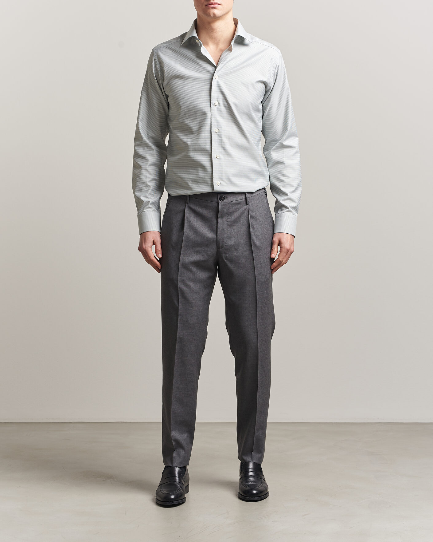 Heren | Overhemden | Eton | Slim Fit Signature Twill Houndstooth Shirt Light Green