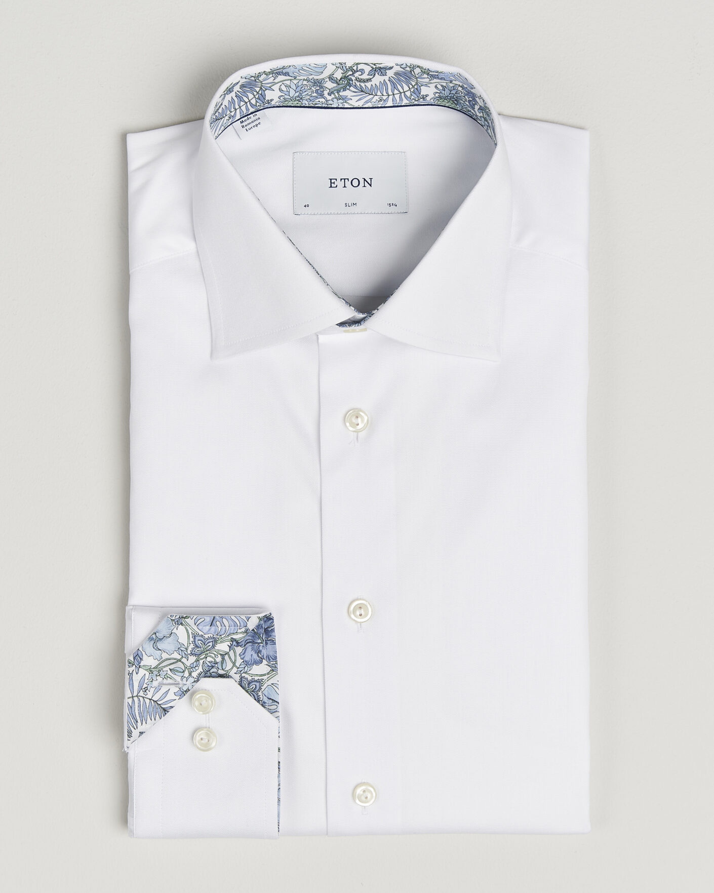 Heren | Overhemden | Eton | Slim Fit Signature Twill Contrast Shirt White