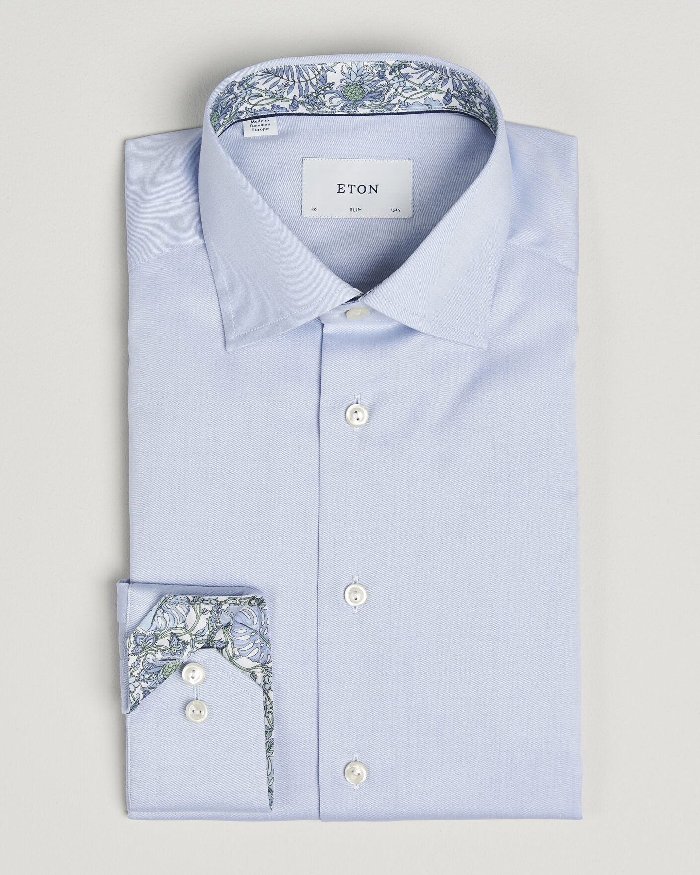 Heren | Overhemden | Eton | Slim Fit Signature Twill Contrast Shirt Light Blue