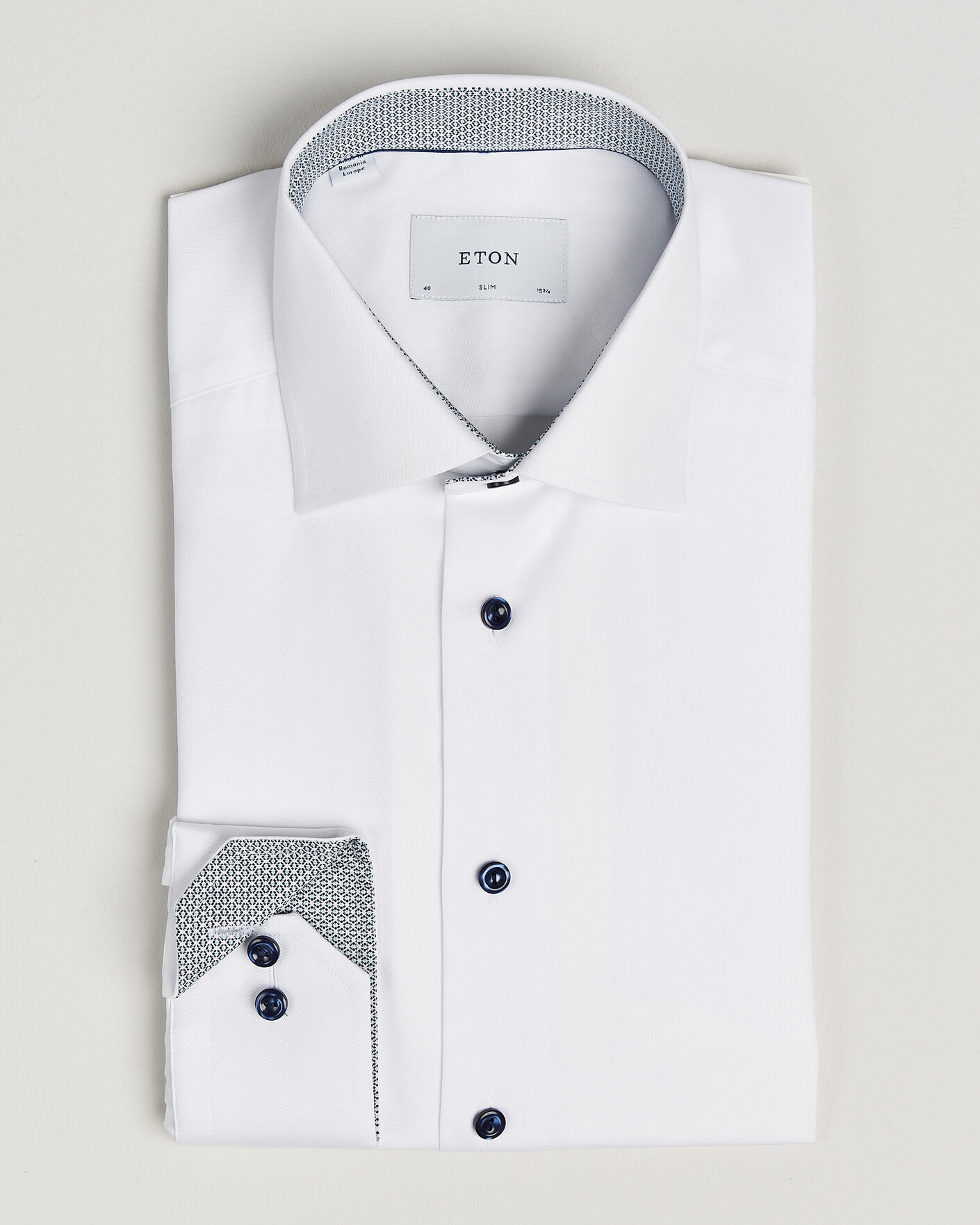 Heren | Overhemden | Eton | Slim Fit Signature Twill Contrast Shirt White