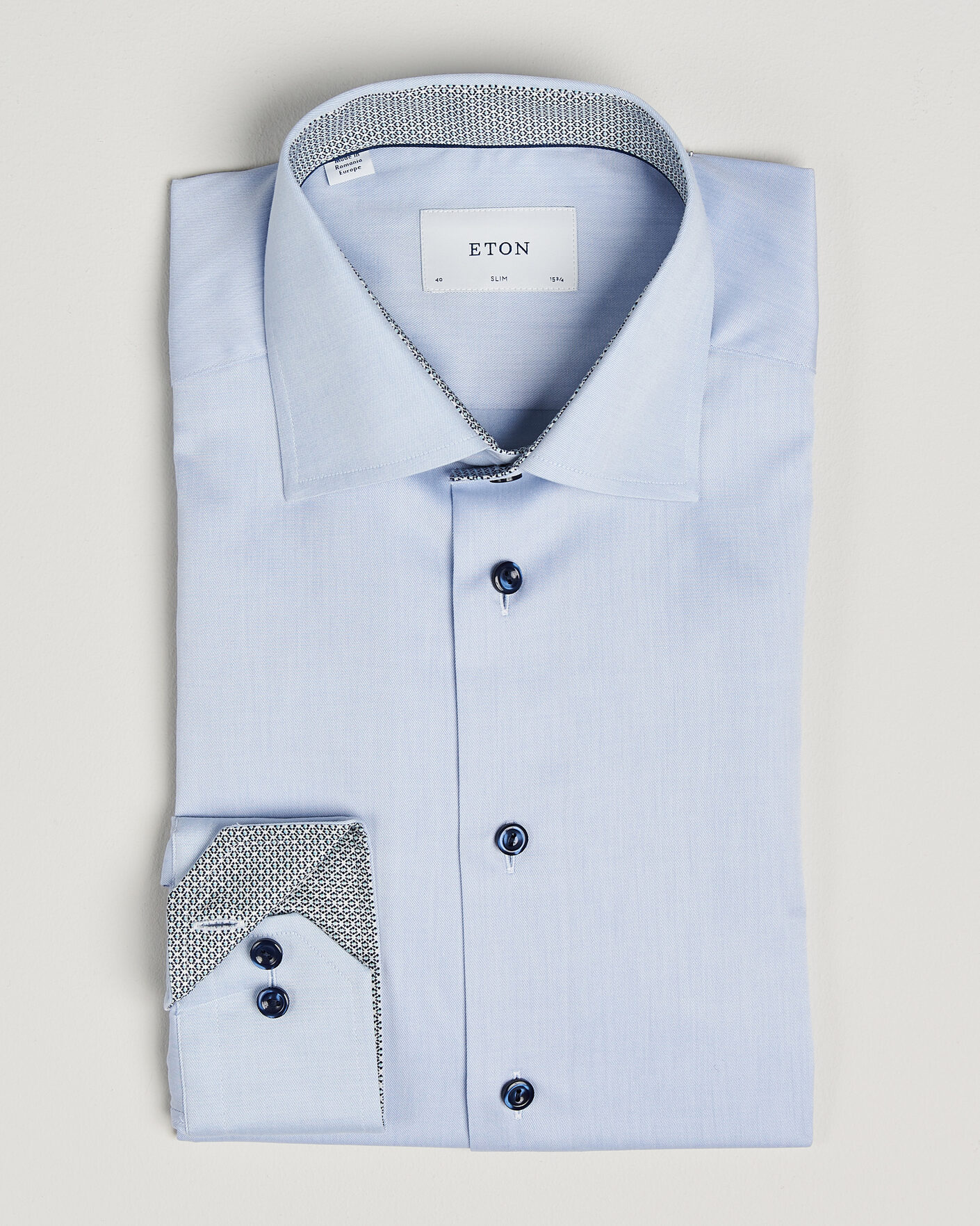 Heren | Overhemden | Eton | Slim Fit Signature Twill Contrast Shirt Light Blue