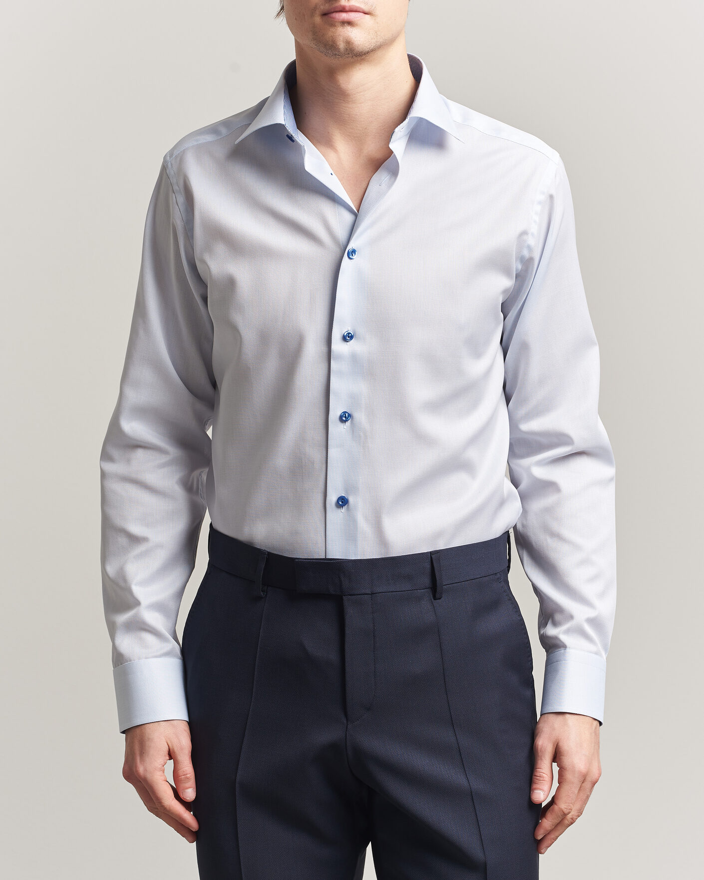 Heren | Overhemden | Eton | Slim Fit Signature Twill Contrast Shirt Light Blue