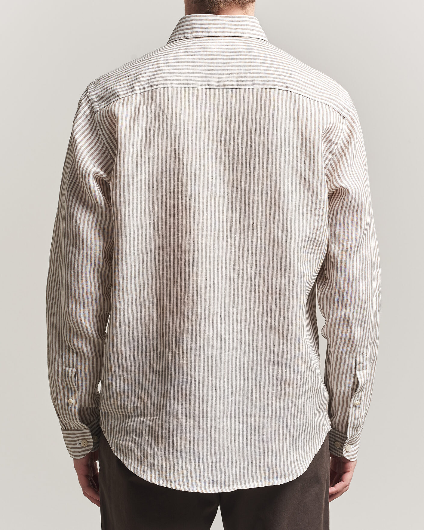 Heren | Overhemden | Eton | Casual Fit Striped Linen Shirt Beige
