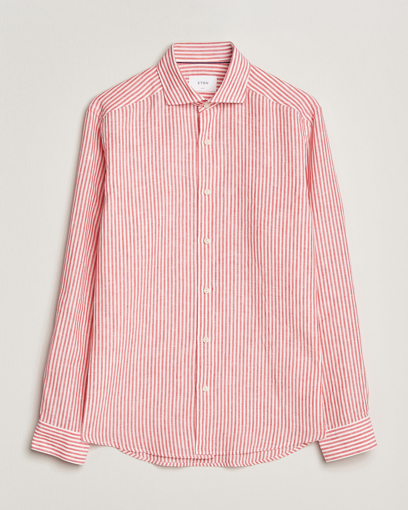 Heren | Overhemden | Eton | Casual Fit Striped Linen Shirt Red