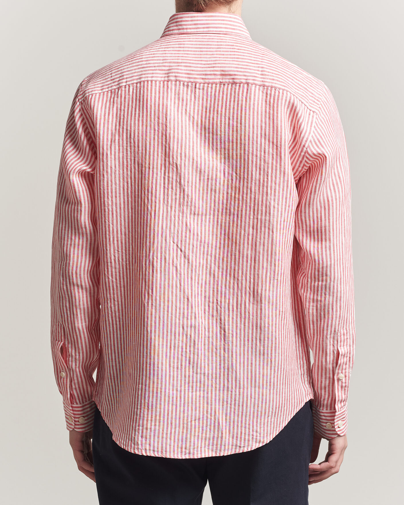 Heren | Overhemden | Eton | Casual Fit Striped Linen Shirt Red