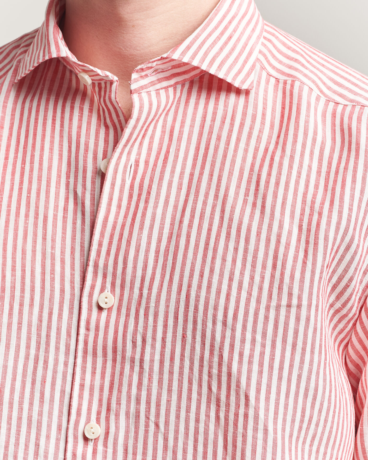 Heren | Overhemden | Eton | Casual Fit Striped Linen Shirt Red