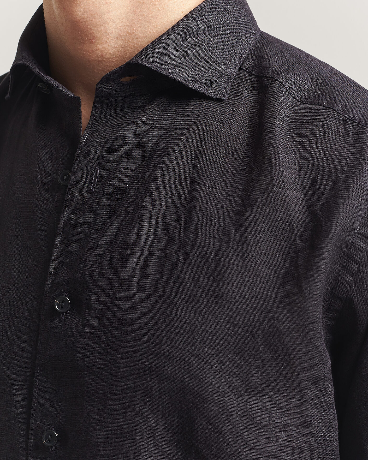Heren | Overhemden | Eton | Casual Fit Linen Shirt Black
