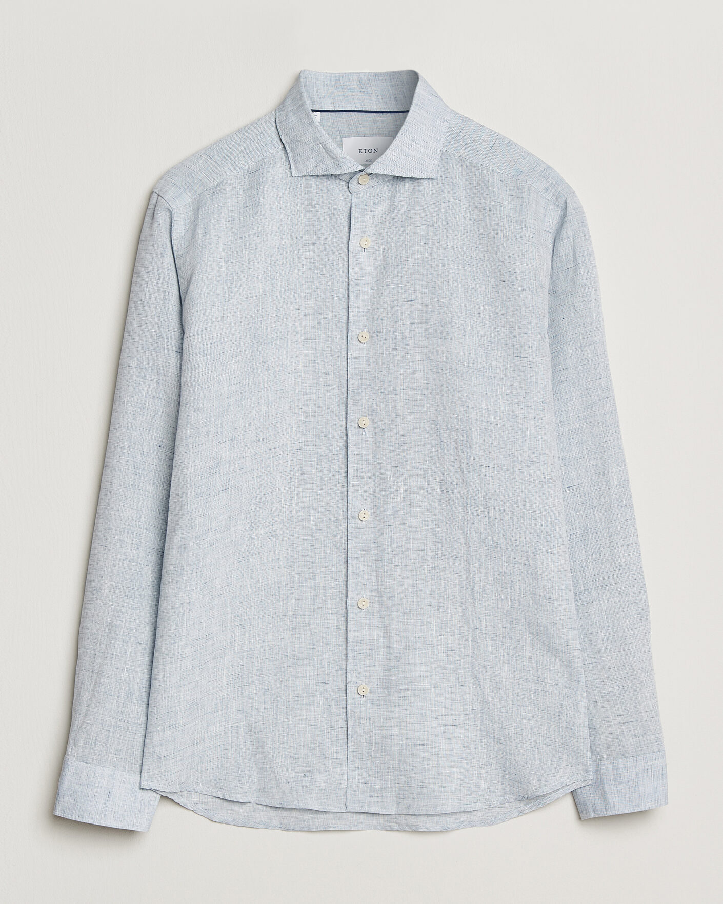 Heren | Overhemden | Eton | Casual Fit Linen Shirt Light Blue