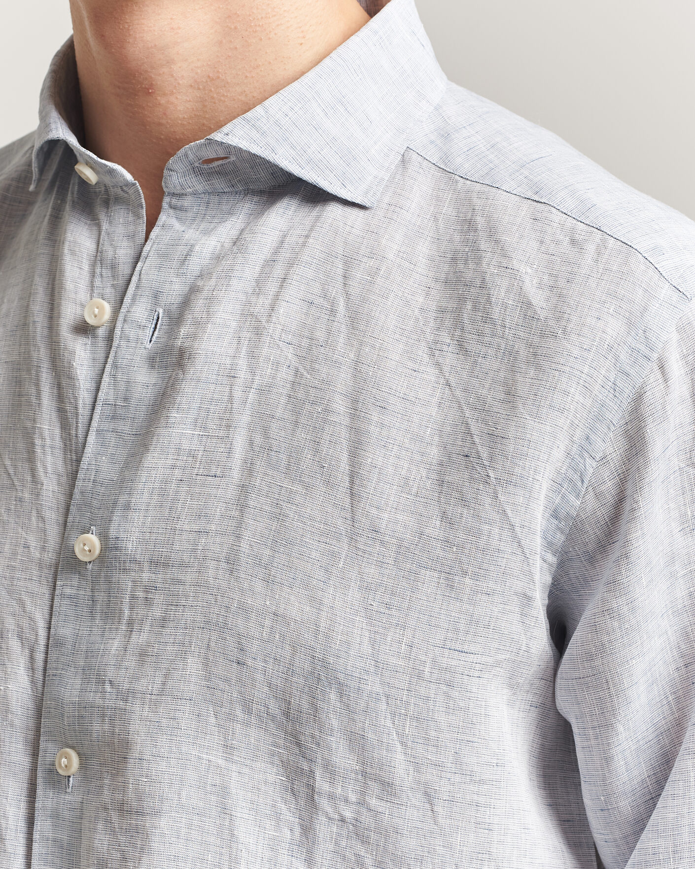 Heren | Overhemden | Eton | Casual Fit Linen Shirt Light Blue