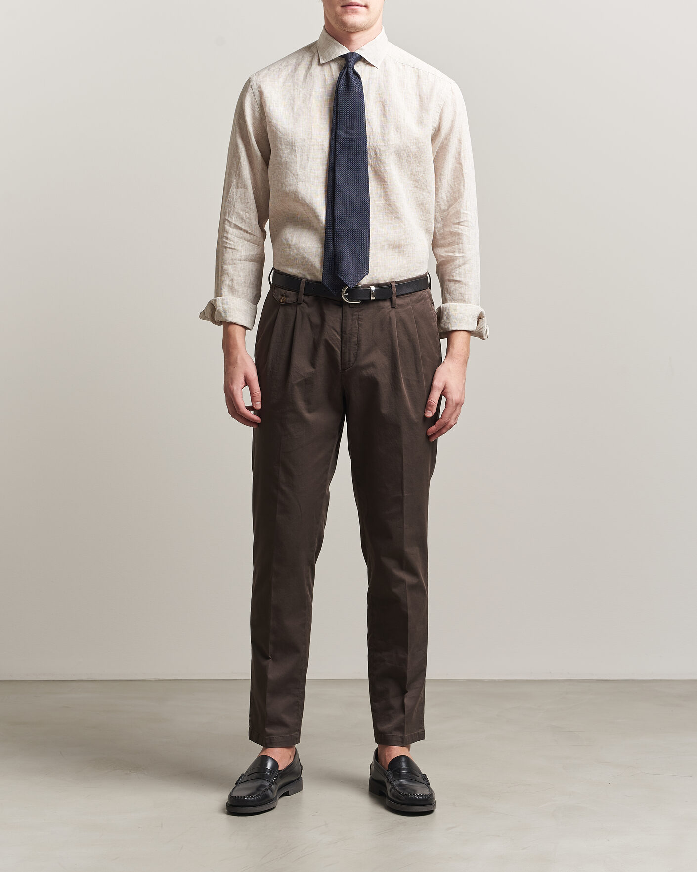 Heren | Overhemden | Eton | Casual Fit Linen Shirt Beige